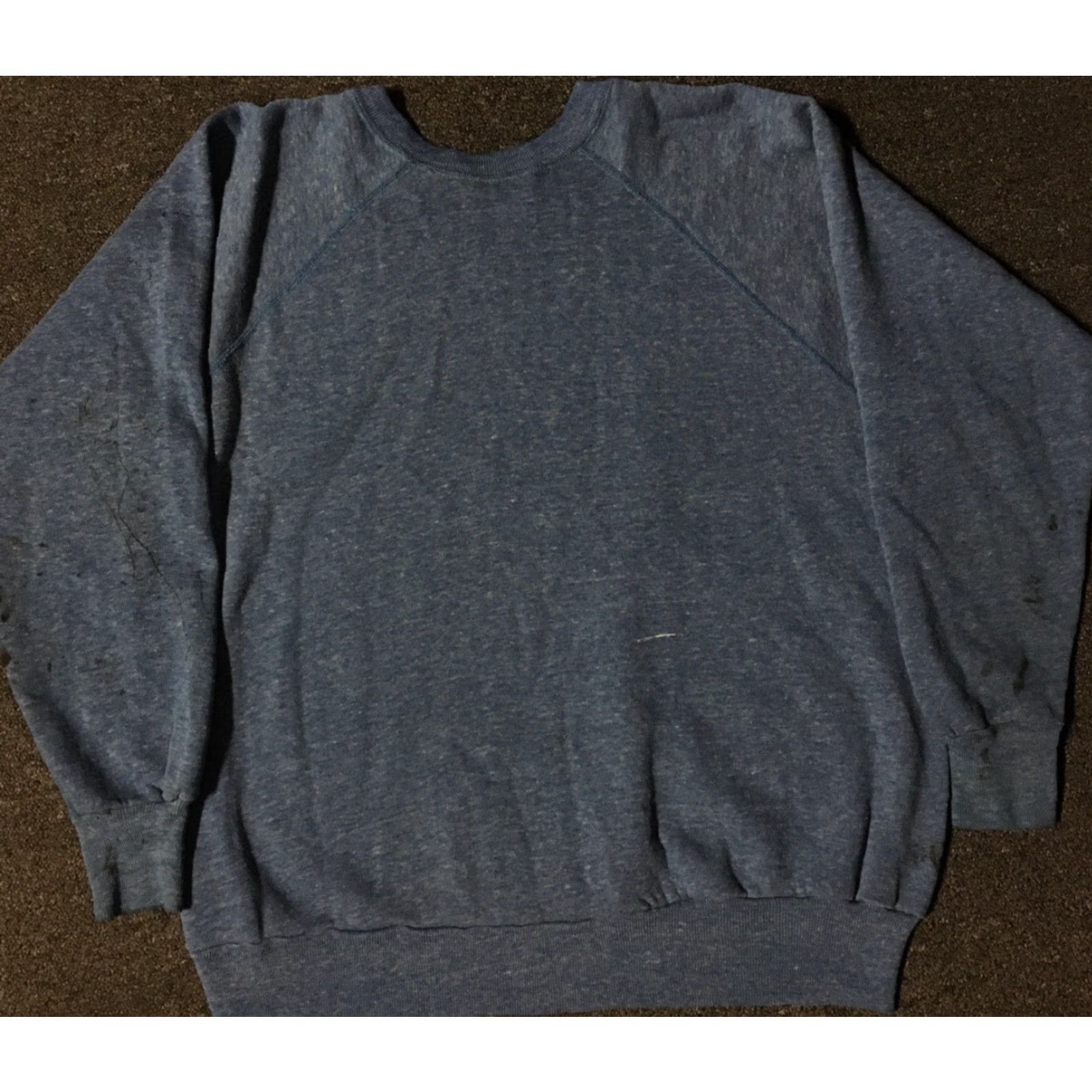 Vintage Vtg American Vintage Sweatshirt M Pullover Distressed Paint Blue 70s 80s Biker Surf Gym 90s College Retro Men Mens Size US M / EU 48-50 / 2 - 2 Thumbnail