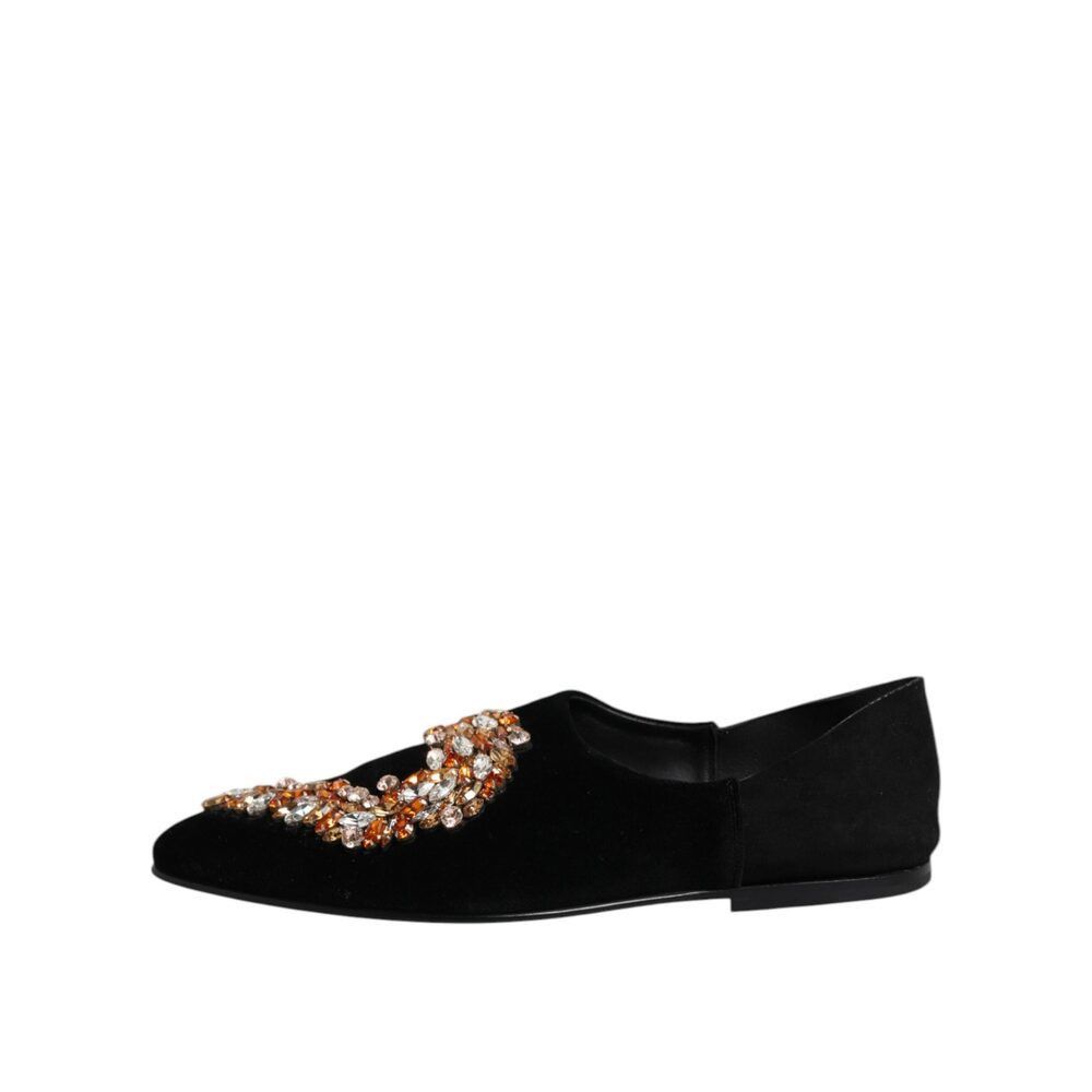 Dolce & Gabbana Dolce & Gabbana Black Velvet Embellished Loafer Slip On Shoe Size US 10 / EU 43 - 6 Thumbnail