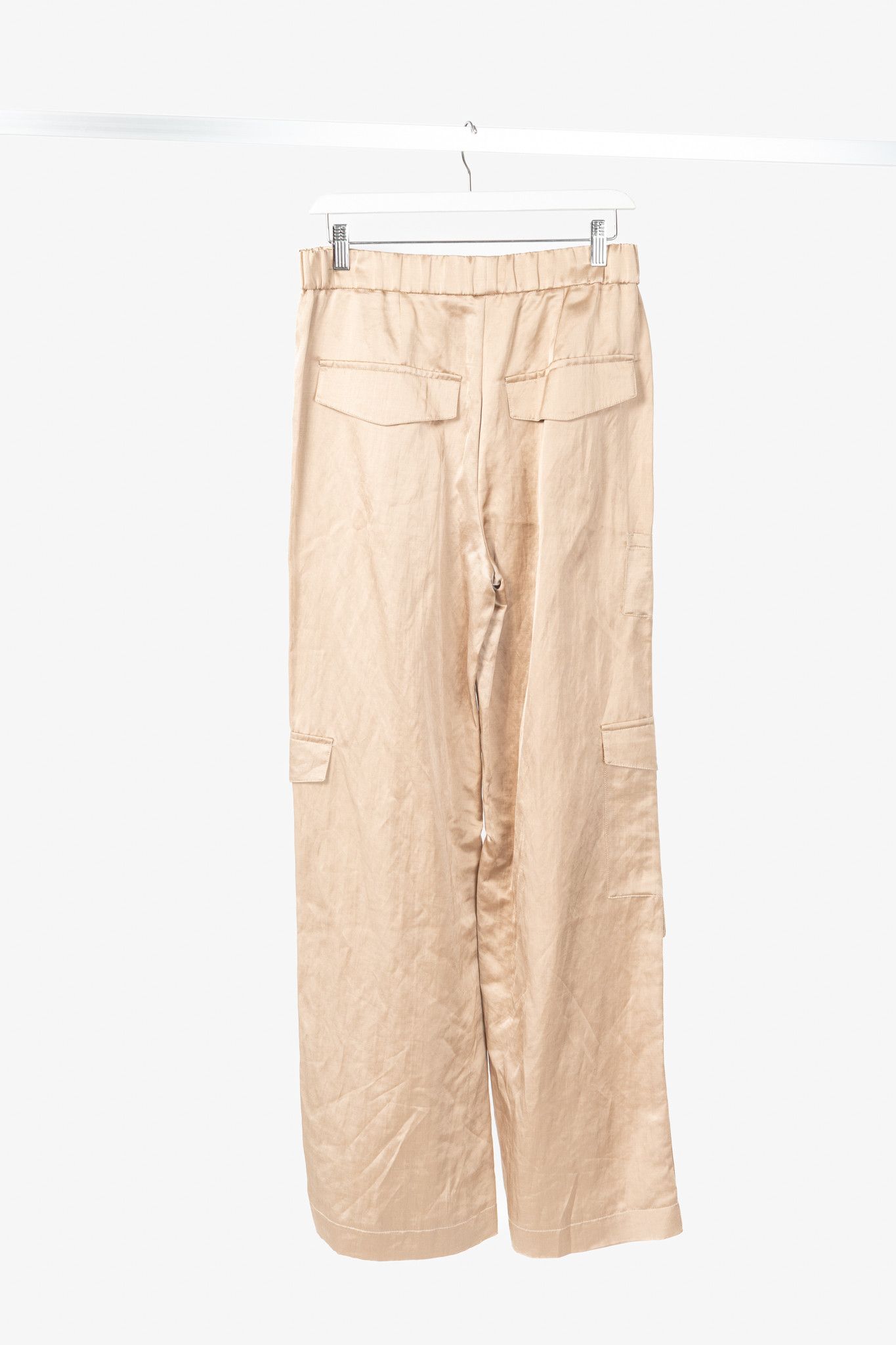 Luisa Cerano Luisa Cerano Cashew Cotton & Linen Satin Cargo Pants Size 27" / US 4 / IT 40 - 2 Thumbnail