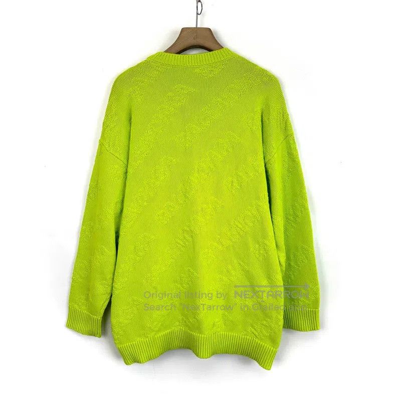 Balenciaga Balenciaga Neon Yellow Full Print Logo Knit Sweater Size US XS / EU 42 / 0 - 2 Thumbnail