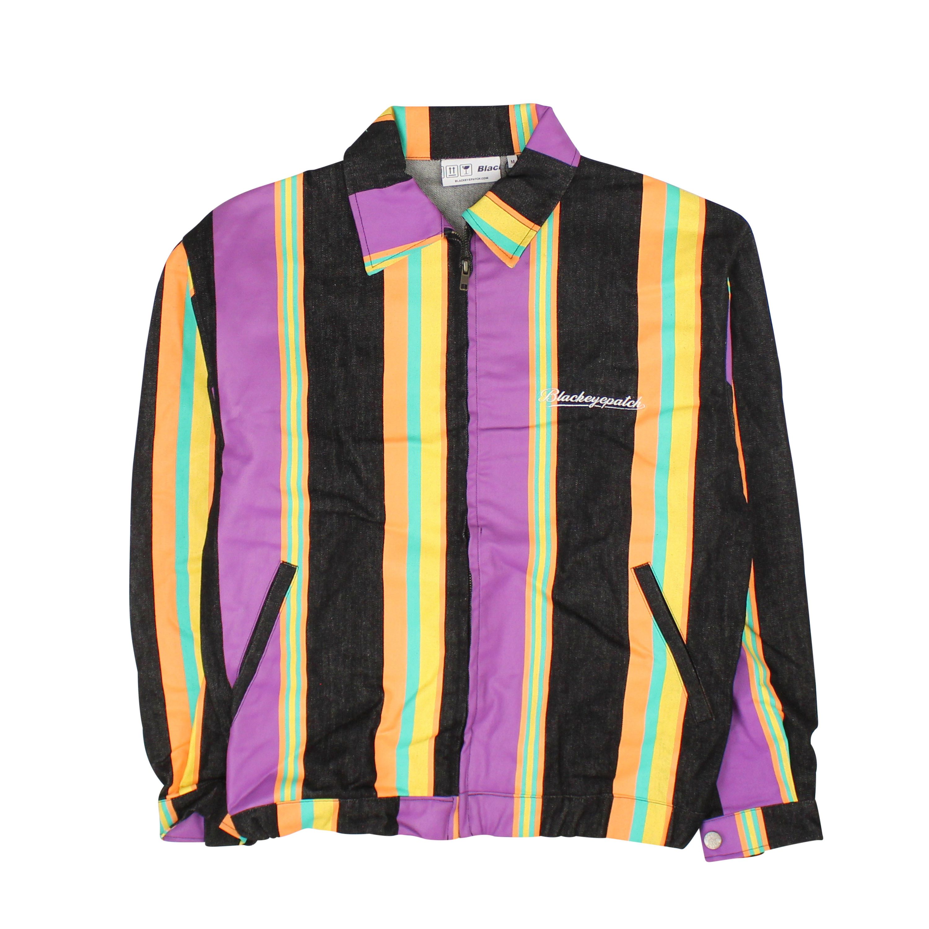 image of Black Eye Patch Black Striped Denim Jacket Size M, Men's