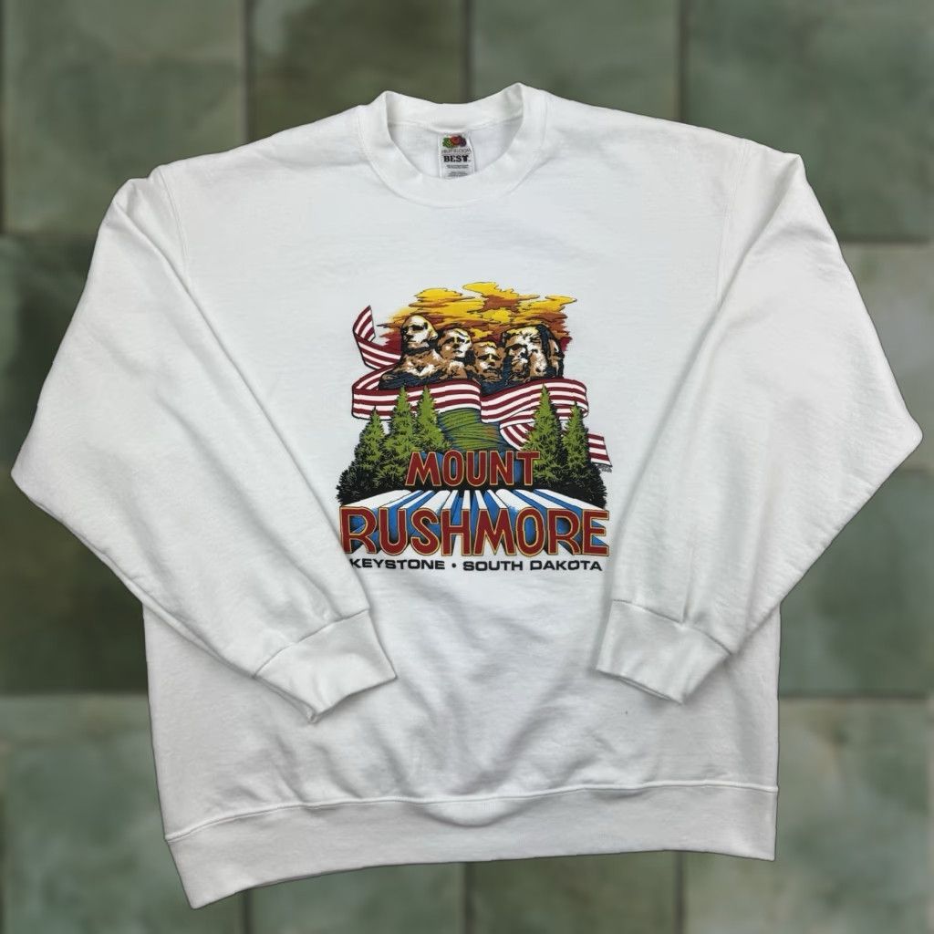 Fruit Of The Loom VINTAGE Fruit of the Loom Sweatshirt Men Large White Nature USA 2005 Y2K Pullover Size US L / EU 52-54 / 3 - 1 Thumbnail