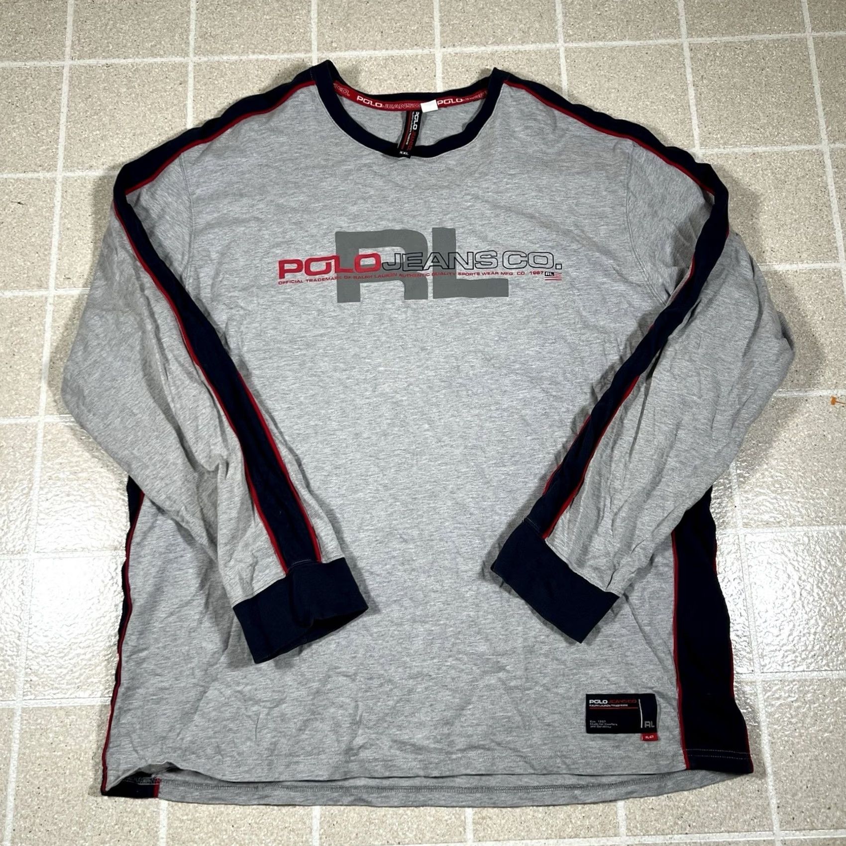 Ralph Lauren VINTAGE Ralph Lauren RL67 Long Sleeve Shirt Men's 2XL Gray 90s Polo Jeans Co Size US XXL / EU 58 / 5 - 2 Thumbnail