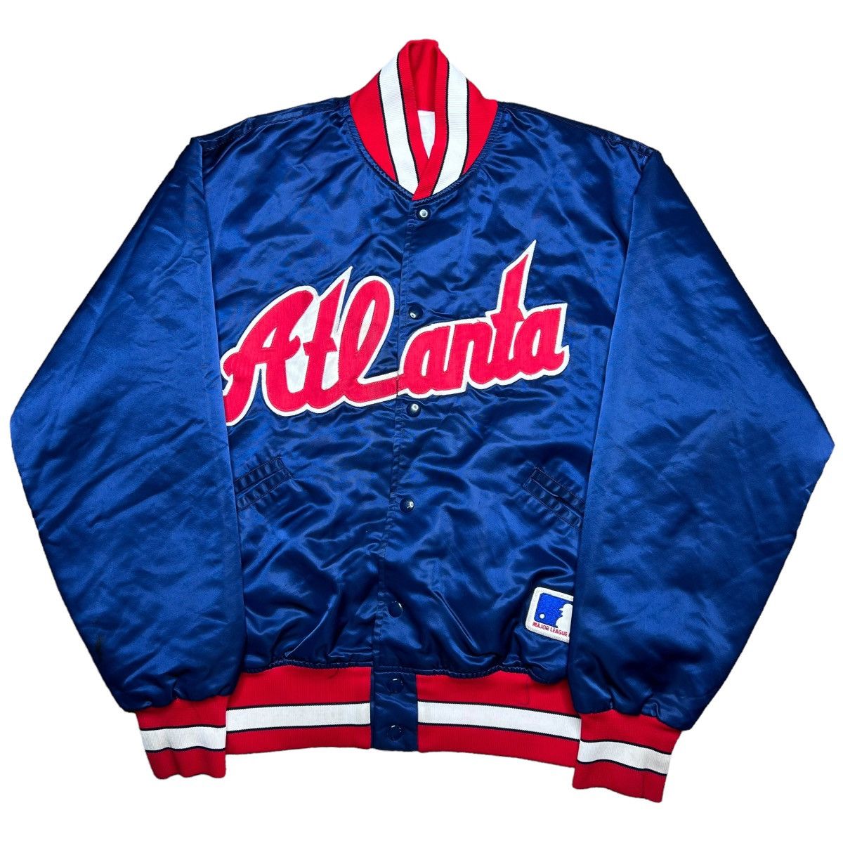 MLB × Vintage Vintage 1980s MLB Atlanta Braves Satin Bomber Jacket Size US L / EU 52-54 / 3 - 1 Thumbnail