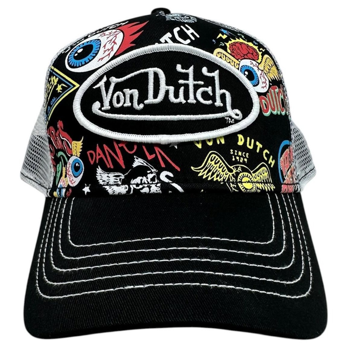 Von Dutch Von Dutch Trucker Hat Black Flying Eyeball Jax Snapback Cap Size ONE SIZE - 2 Thumbnail
