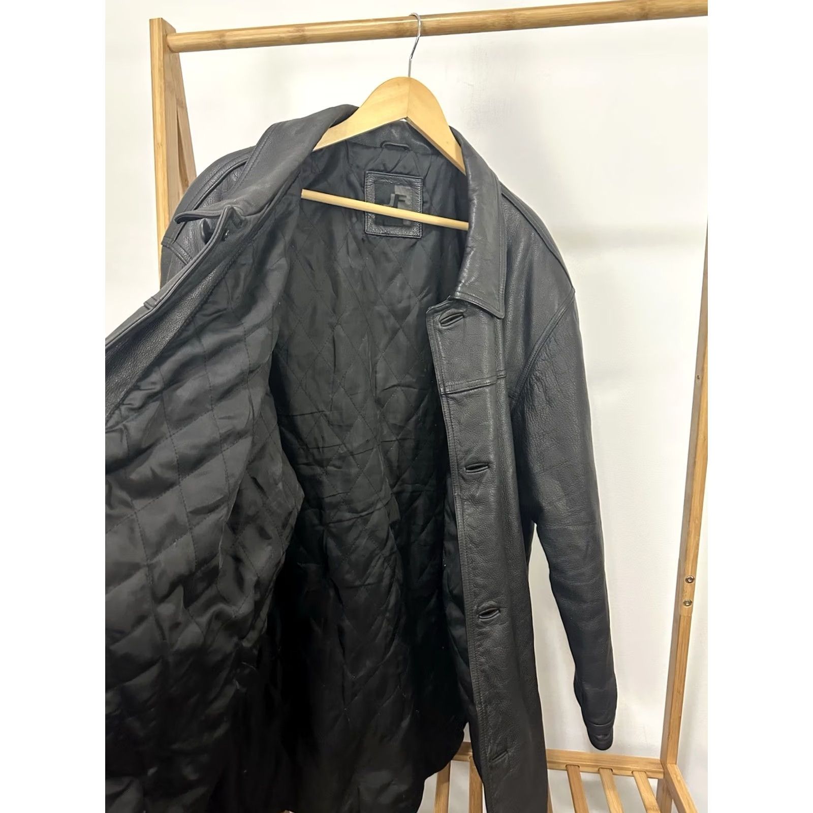 Ferrari VTG J Ferrar Black Leather Coat 3XLT Heavy Quilted Lined Overcoat Mens Coat Size US XXL / EU 58 / 5 - 4 Thumbnail