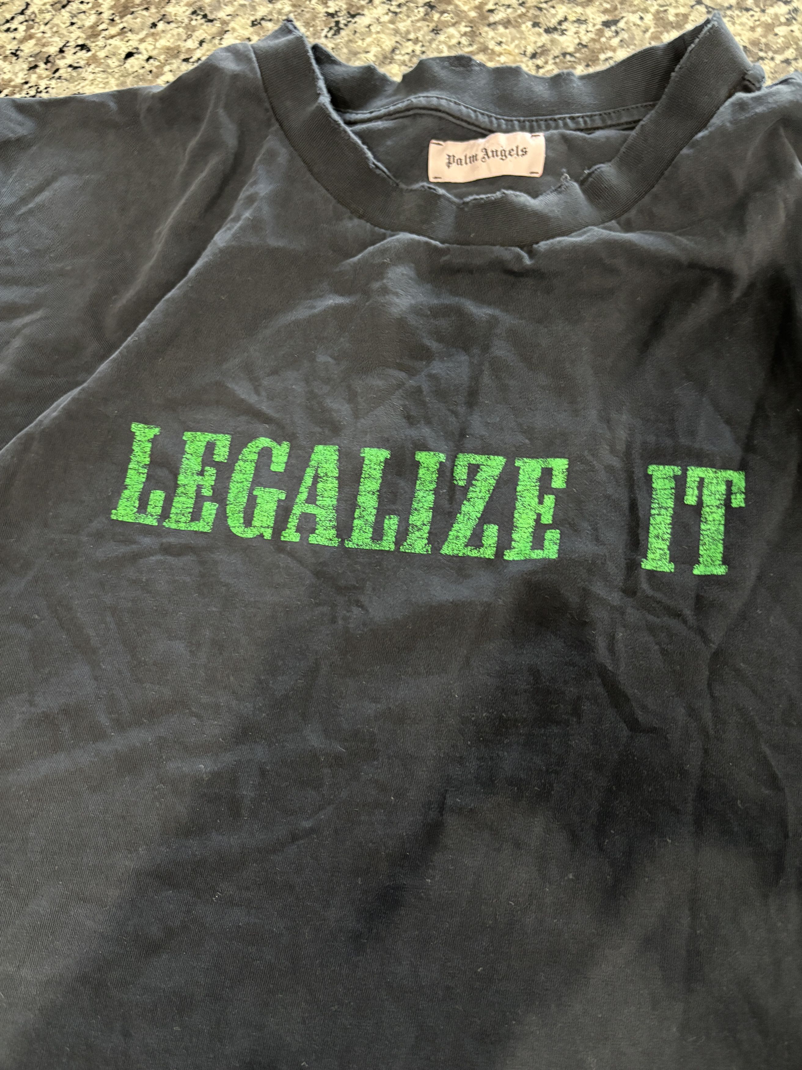 Palm Angels Palm Angels Legalize It Distressed Tee Size L Size US L / EU 52-54 / 3 - 3 Thumbnail