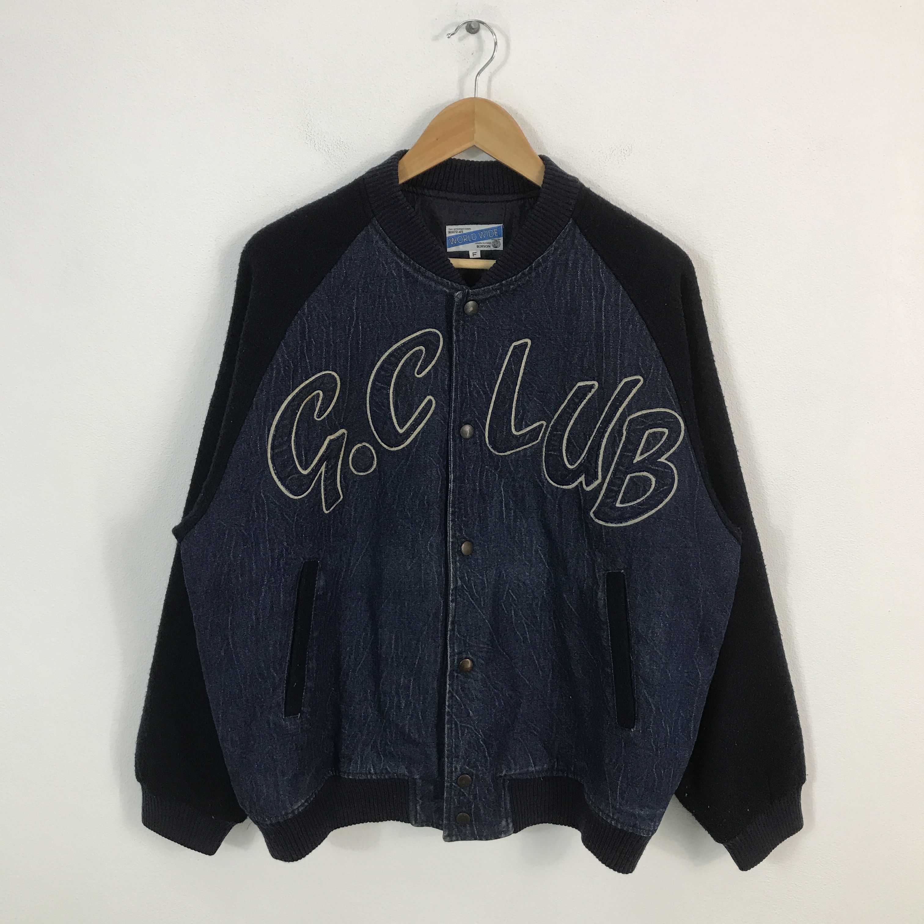 Japanese Brand japan gclub denim Wool varsty jacket Size US XL / EU 56 / 4 - 1 Thumbnail
