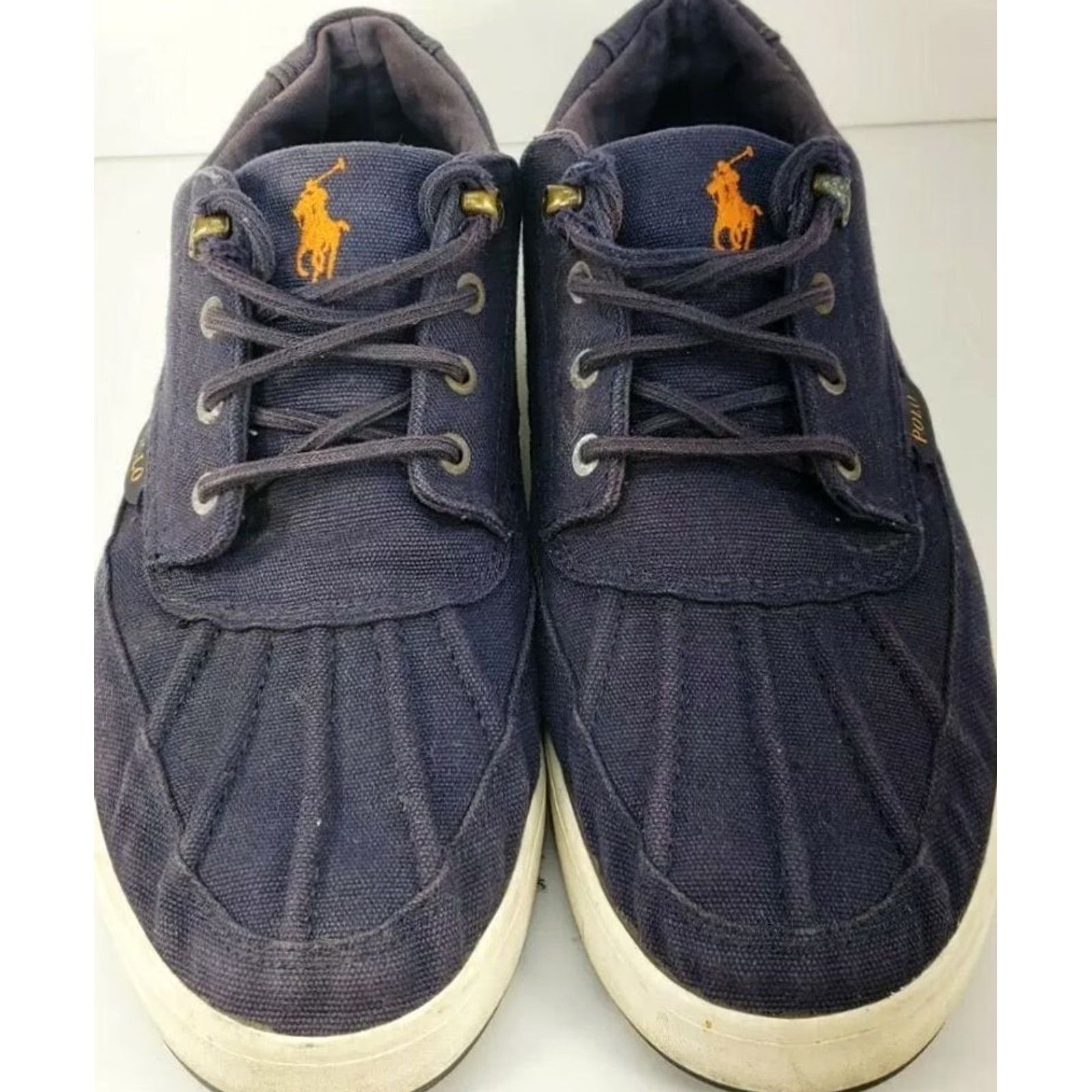 Polo Ralph Lauren Polo Ralph Lauren Ramiro Canvas Sneaker Shoes 12D Navy Blue Lace Up Men Casual Boat Shoe Dock Sneaker Size US L / EU 52-54 / 3 - 3 Thumbnail