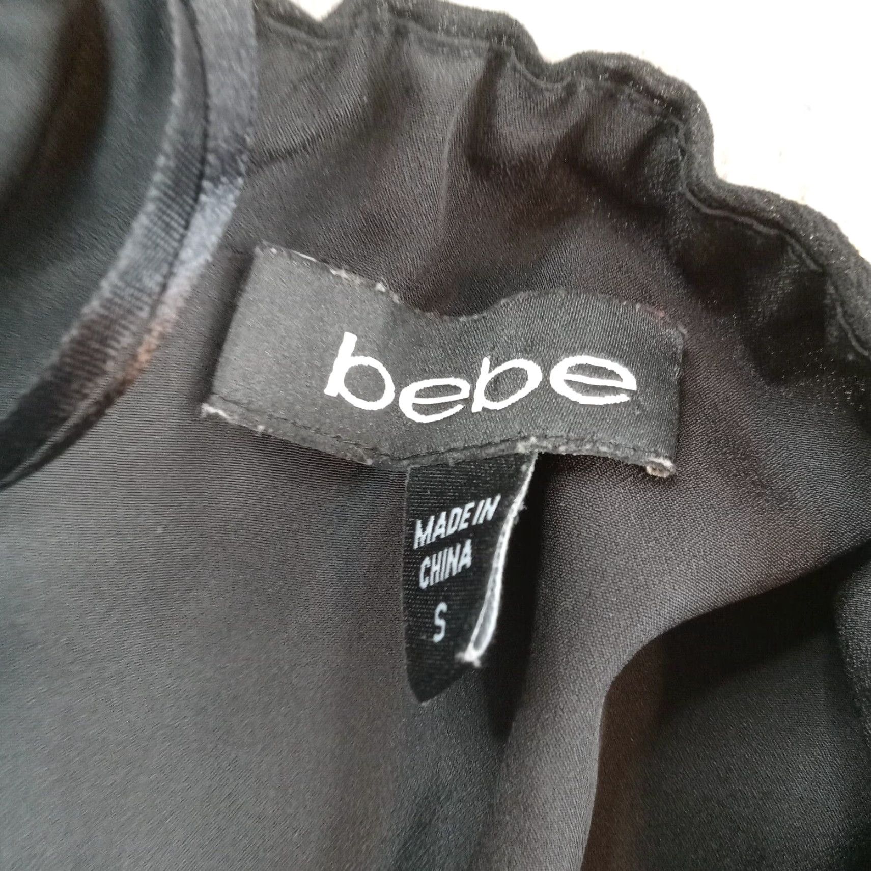 Bebe Bebe Dress Womens Small Black V Neck A-Line Halter Neck Sheer Rhinestones Size S / US 4 / IT 40 - 5 Thumbnail