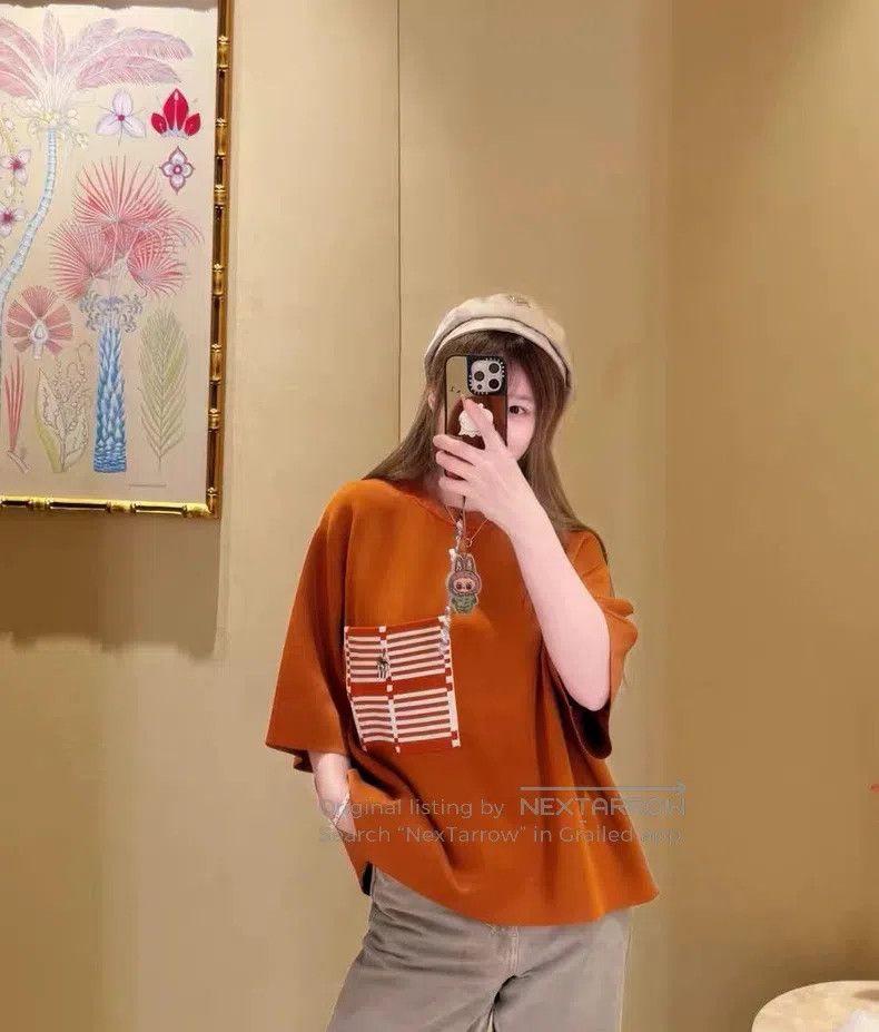 Hermes Hermes Orange Short-Sleeve Knit Top Size XS / US 0-2 / IT 36-38 - 5 Thumbnail