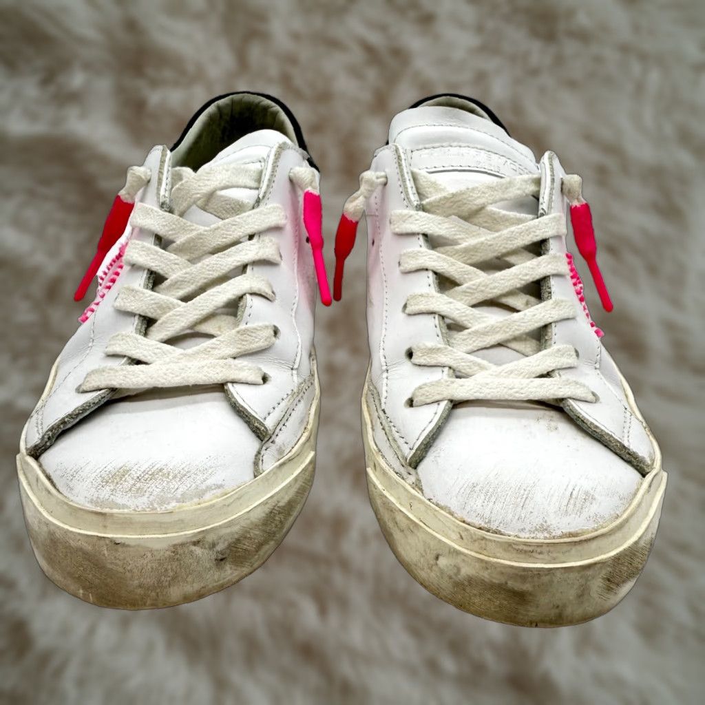 Philippe Model Philippe Model Womens Leather Sneakers Size 36 6 White Pink Distressed Italy Sneaker Leather White Pink Women US 6 EU 36 Size US 6 / IT 36 - 1 Thumbnail