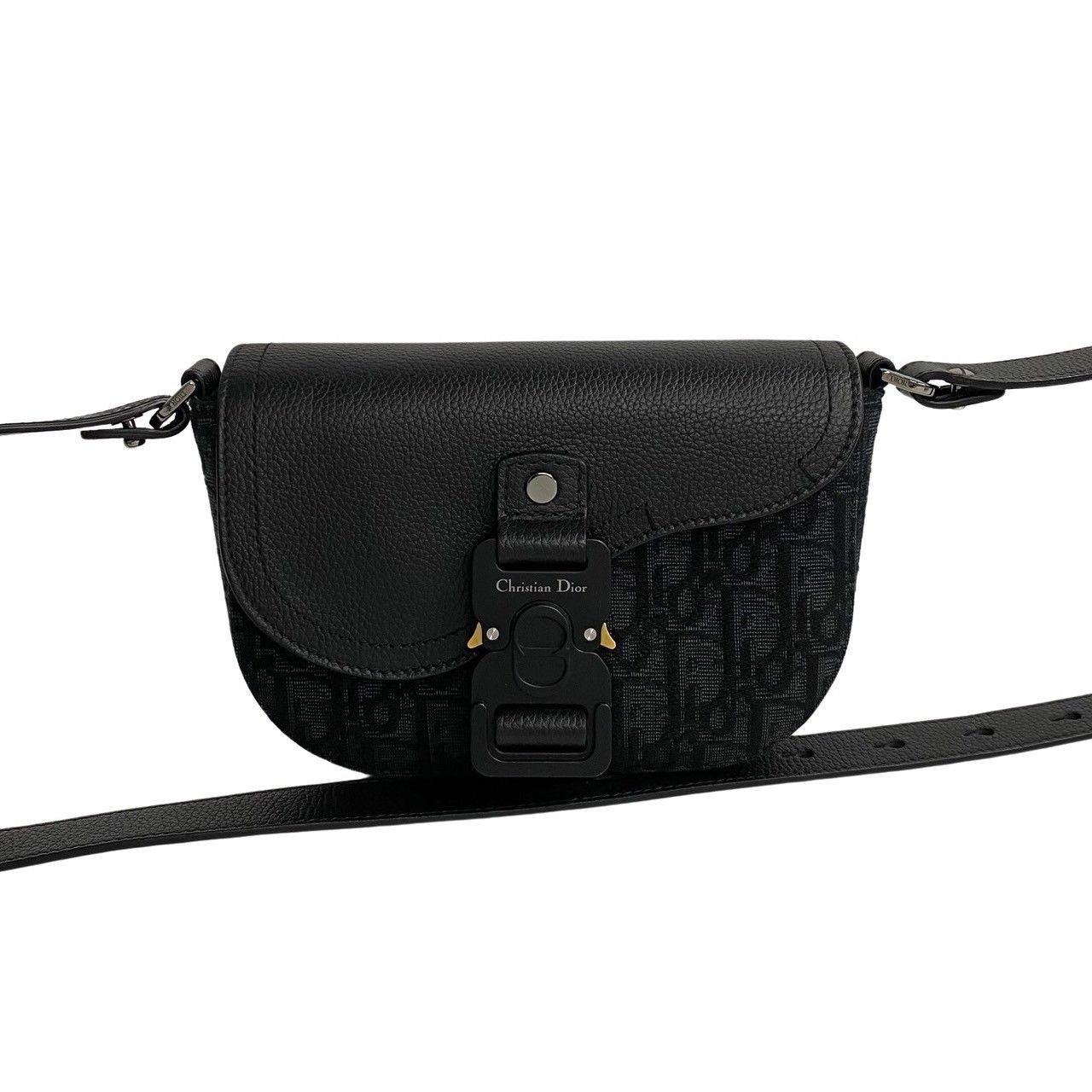 image of Dior Oblique Mini Saddle Crossbody Bag in Black, Women's