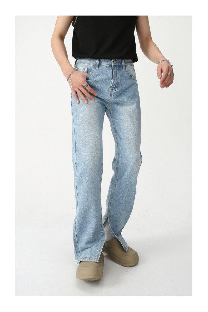 Japanese Brand Japanese retro light blue split slim jeans Size US 32 / EU 48 - 3 Thumbnail