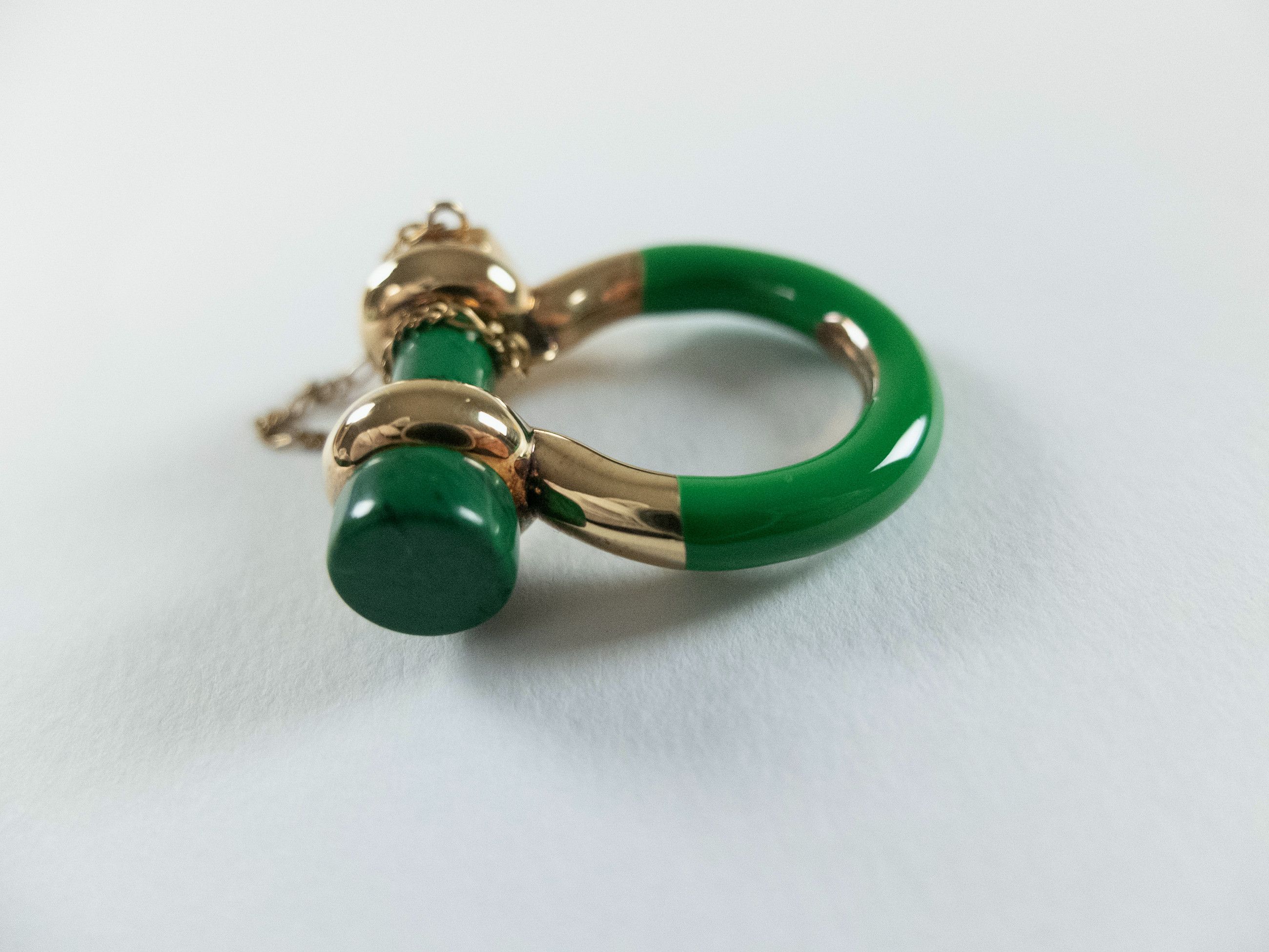Bottega Veneta BOTTEGA VENETA Bolt green & gold tone silver ring w chain 15 Size ONE SIZE - 4 Thumbnail