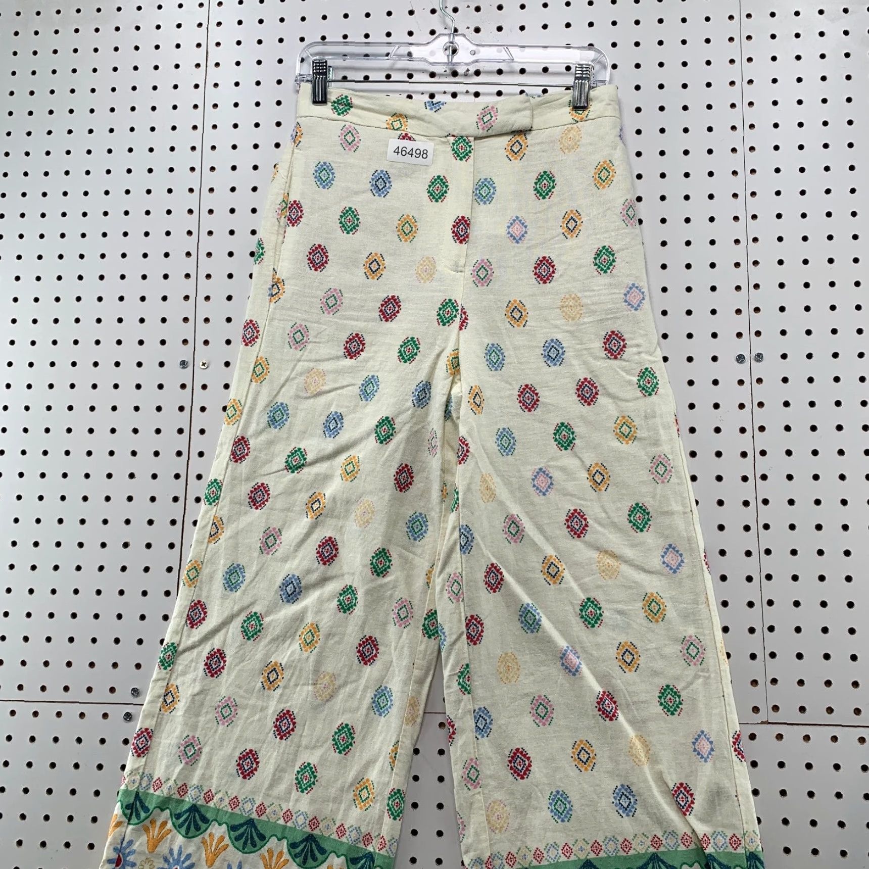Anthropologie VINTAGE Anthropologie Linen Wide Leg Pants Women S Hippie Boho 28x26 Beige Floral Linen Crew? Size 28" / US 6 / IT 42 - 5 Thumbnail