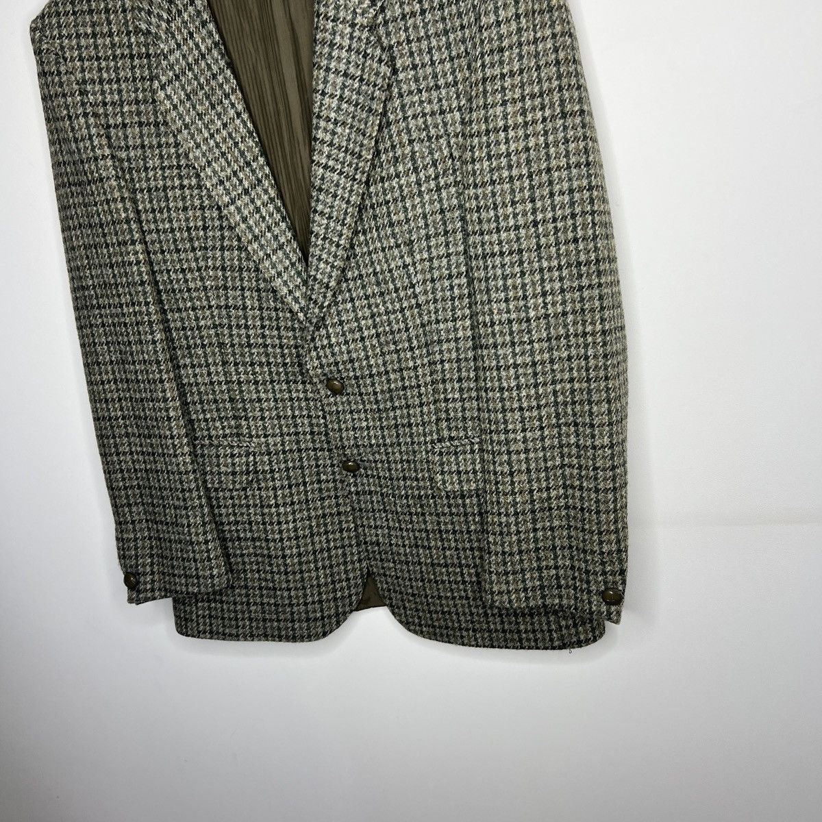 Designer × Harris Tweed × Vintage Vtg Harris Tweed Khaki Grey Coat WOOL Jacket Blazer 40 R Size 40R - 2 Thumbnail