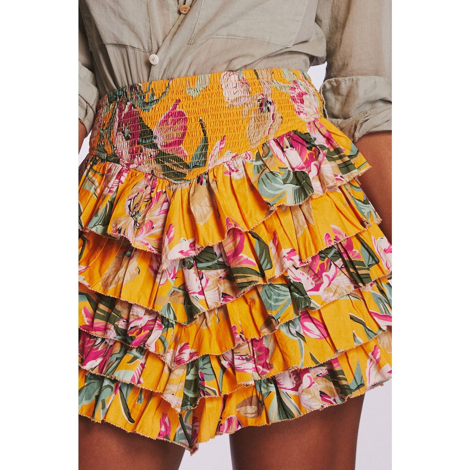 Anthropologie New Anthropologie LOVE THE LABEL Tiered Ruffled Mini Skirt Size 32" / US 10 / IT 46 - 2 Thumbnail