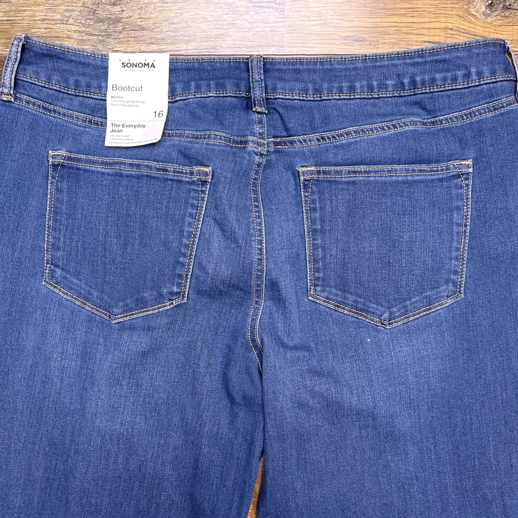 Vintage Sonoma Jeans Womens 16 Bootcut Mid Rise Stretch Denim 5-Pocket Blue Medium Inseam 30” Size 38" / US 16 / IT 52 - 7 Thumbnail