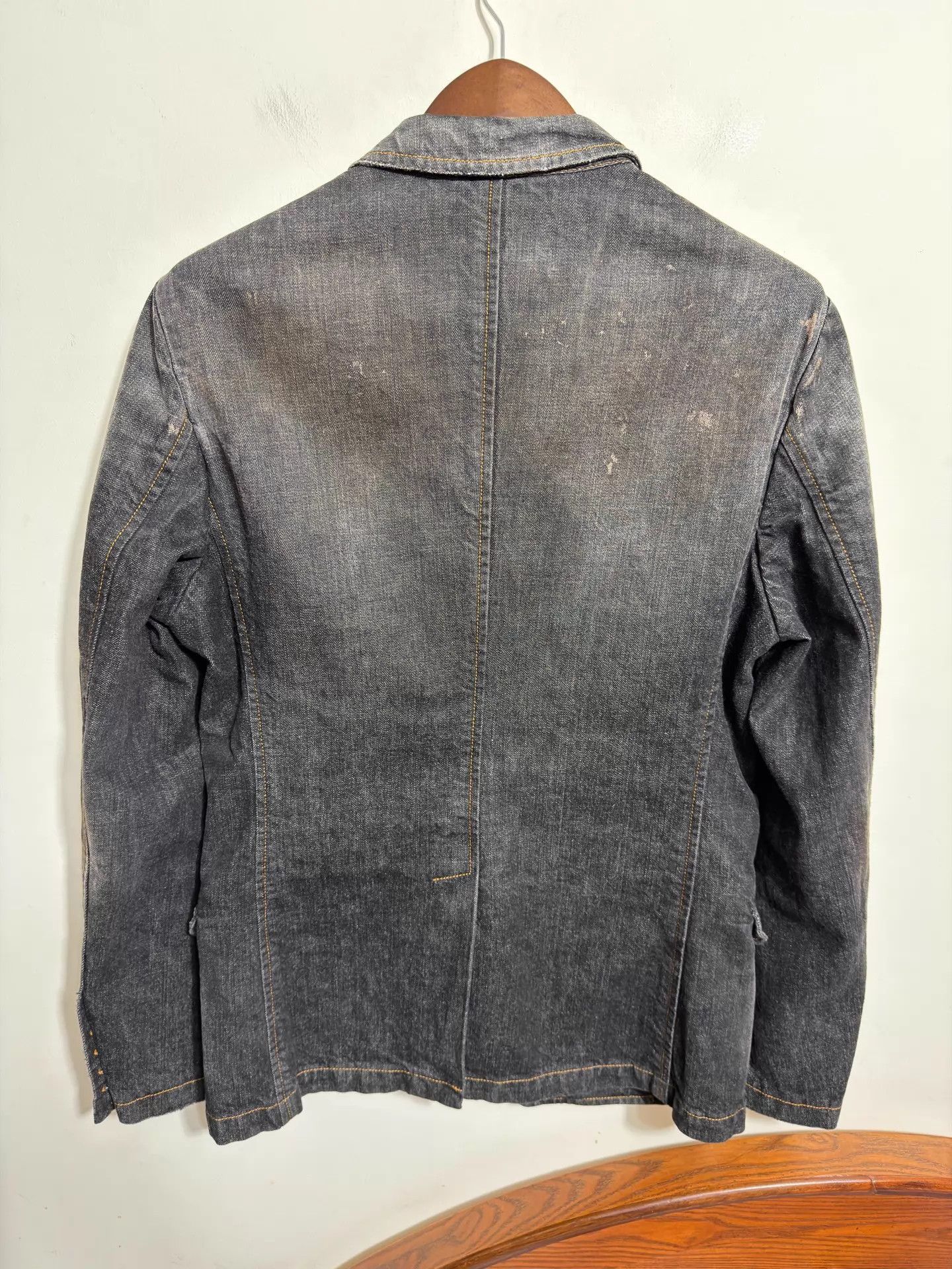Dolce & Gabbana Dolce & Gabbana Charcoal Distressed Denim Blazer 48 Size US M / EU 48-50 / 2 - 2 Thumbnail
