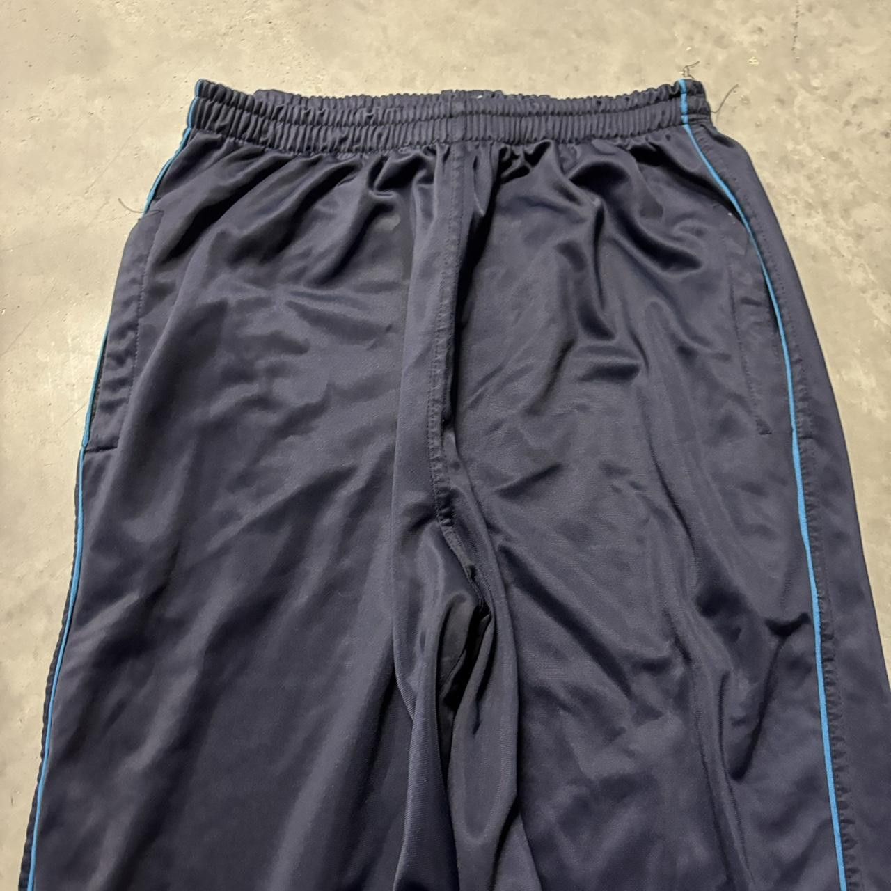 Japanese Brand × Vintage Crazy Vintage Y2K/2000s Navy Blue Striped Skater Track Pants! Size US 32 / EU 48 - 3 Thumbnail
