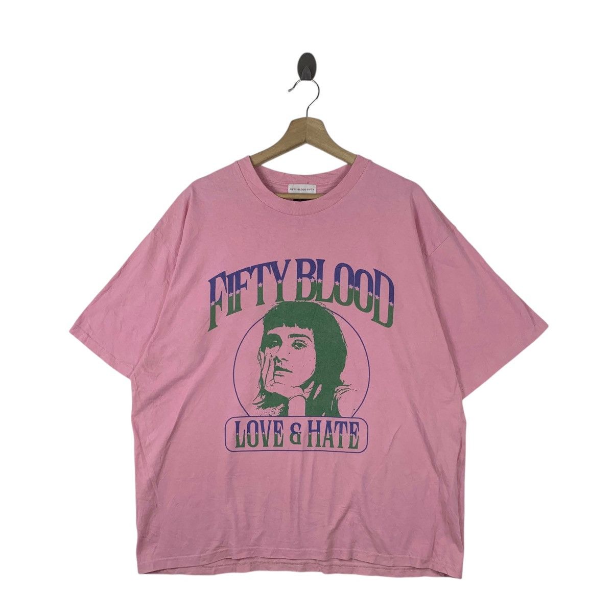 FIFTY BLOOD JAPAN Harajuku Love & Hate Baggy Tee Shirt Top