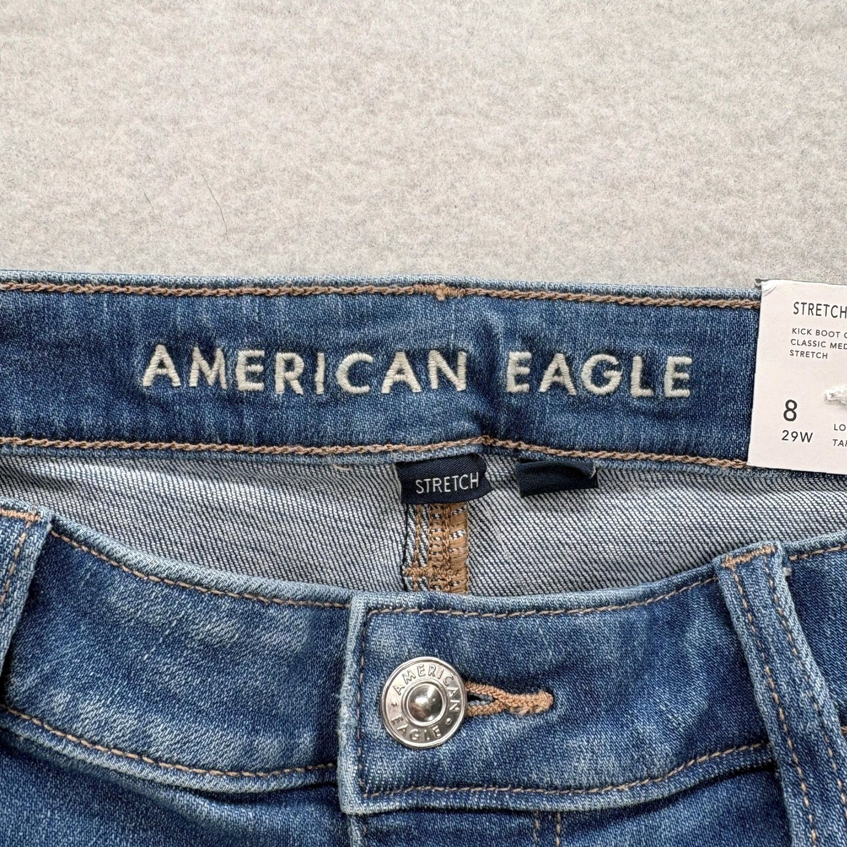 American Eagle Outfitters American Eagle Outfitters Kick Boot Crop Jeans Womens 8 Long Blue High Rise Stretch Raw Hem Denim Size 30" / US 8 / IT 44 - 5 Thumbnail