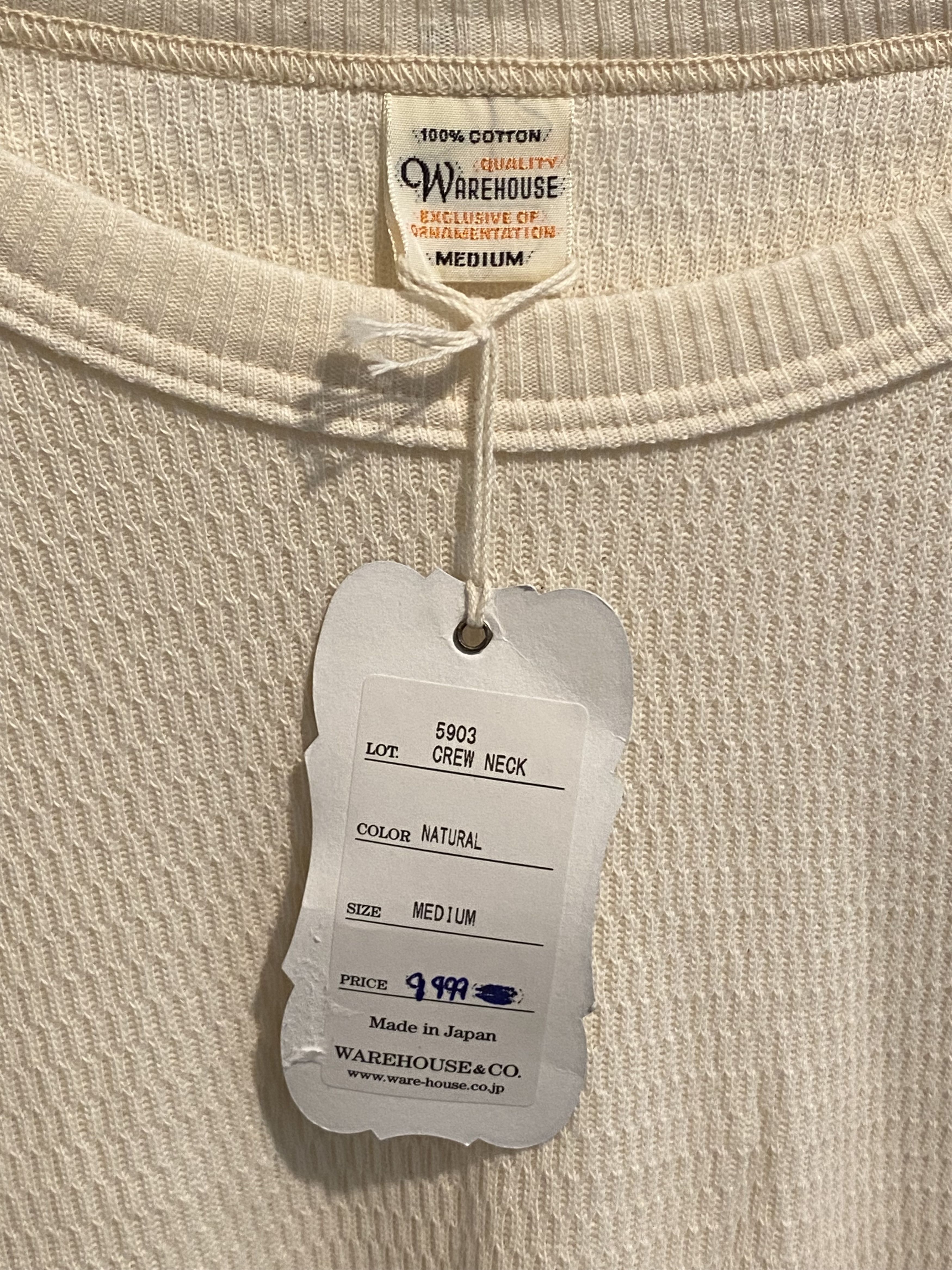 Warehouse & Co. Warehouse waffle knit thermal crewneck - Natural/Off-White Size US M / EU 48-50 / 2 - 3 Thumbnail