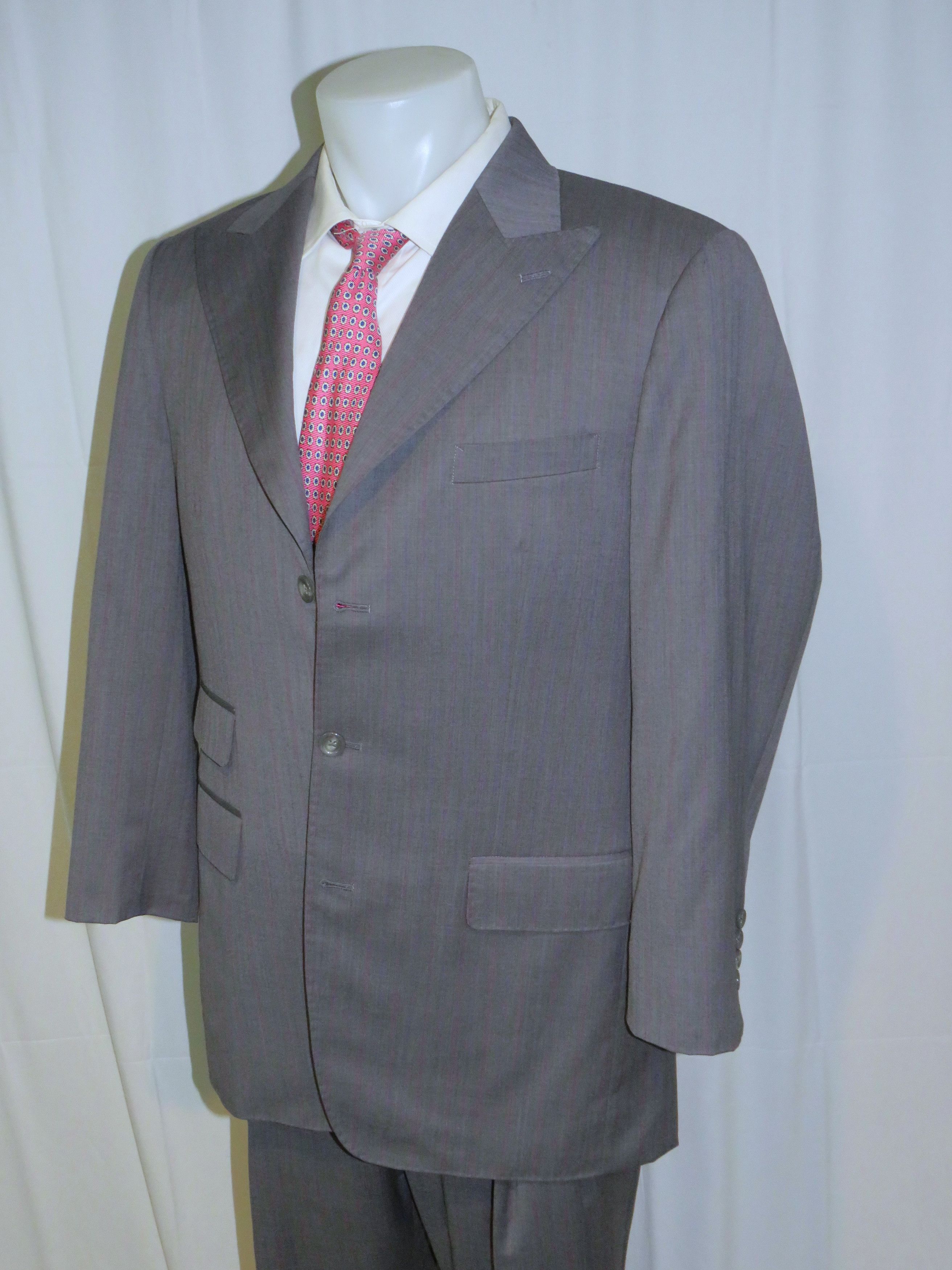 Other Morroni Custom Tailoring Gray Striped Three Button Suit 40L Size 40L - 8 Thumbnail