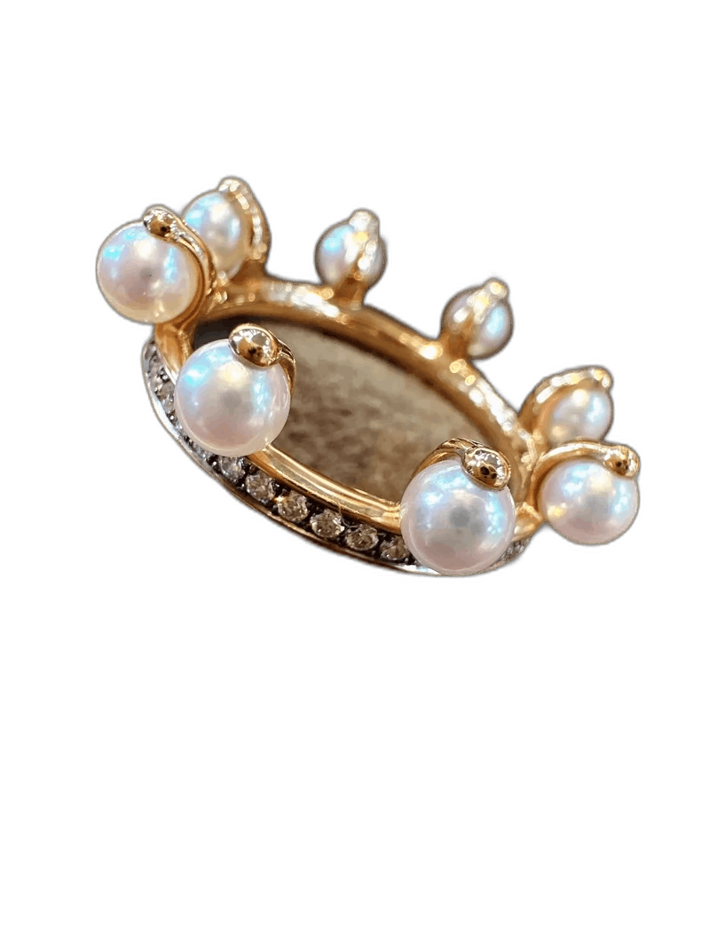Hermes Hermes Pearl and Diamond Crown Ring Size ONE SIZE - 1 Thumbnail