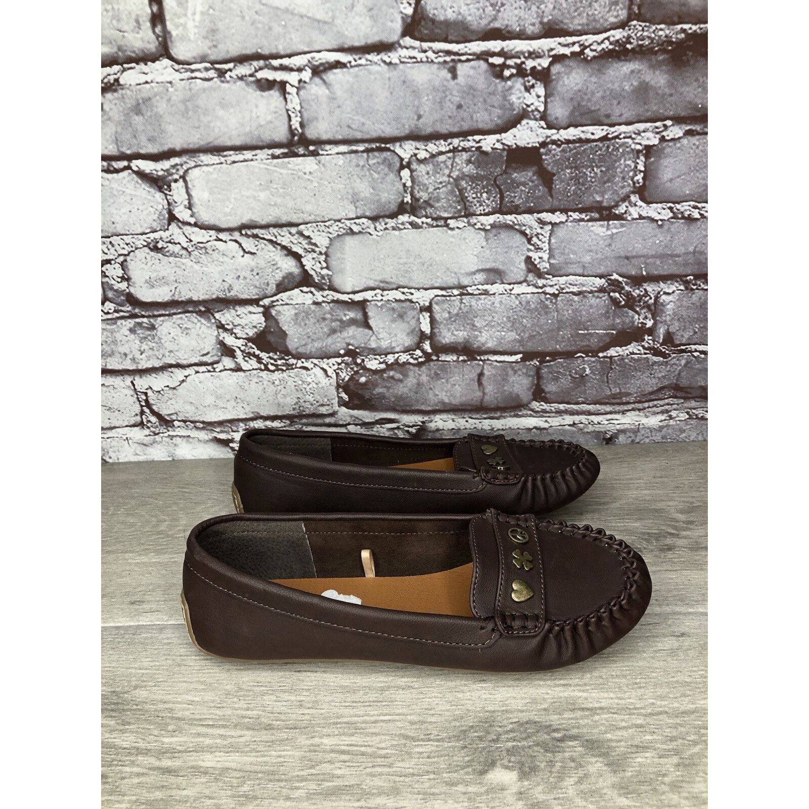 Lucky Brand Lucky Brand LP-Astuddi Brown Leather Peace Heart Clover Loaf Size US 8 / IT 38 - 14 Thumbnail