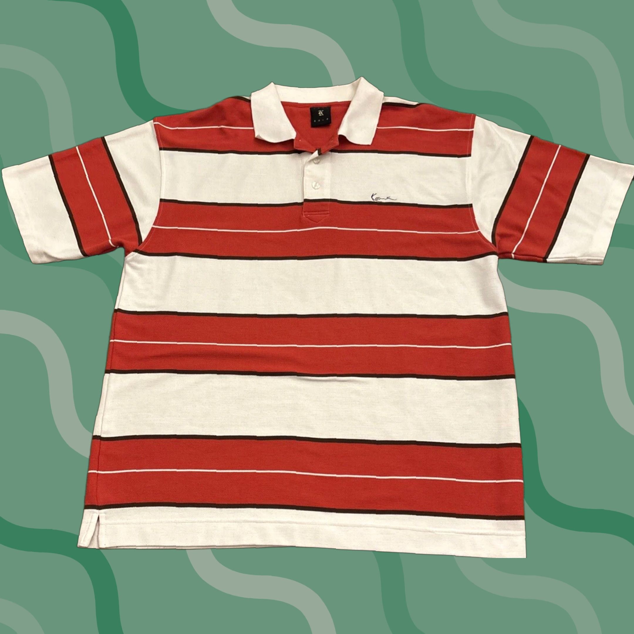 Vintage VINTAGE Kani Gold Polo Shirt Mens XL Striped Red White Cotton Short Sleeve Casual Classic 80s/90s Theme Size US XL / EU 56 / 4 - 1 Thumbnail