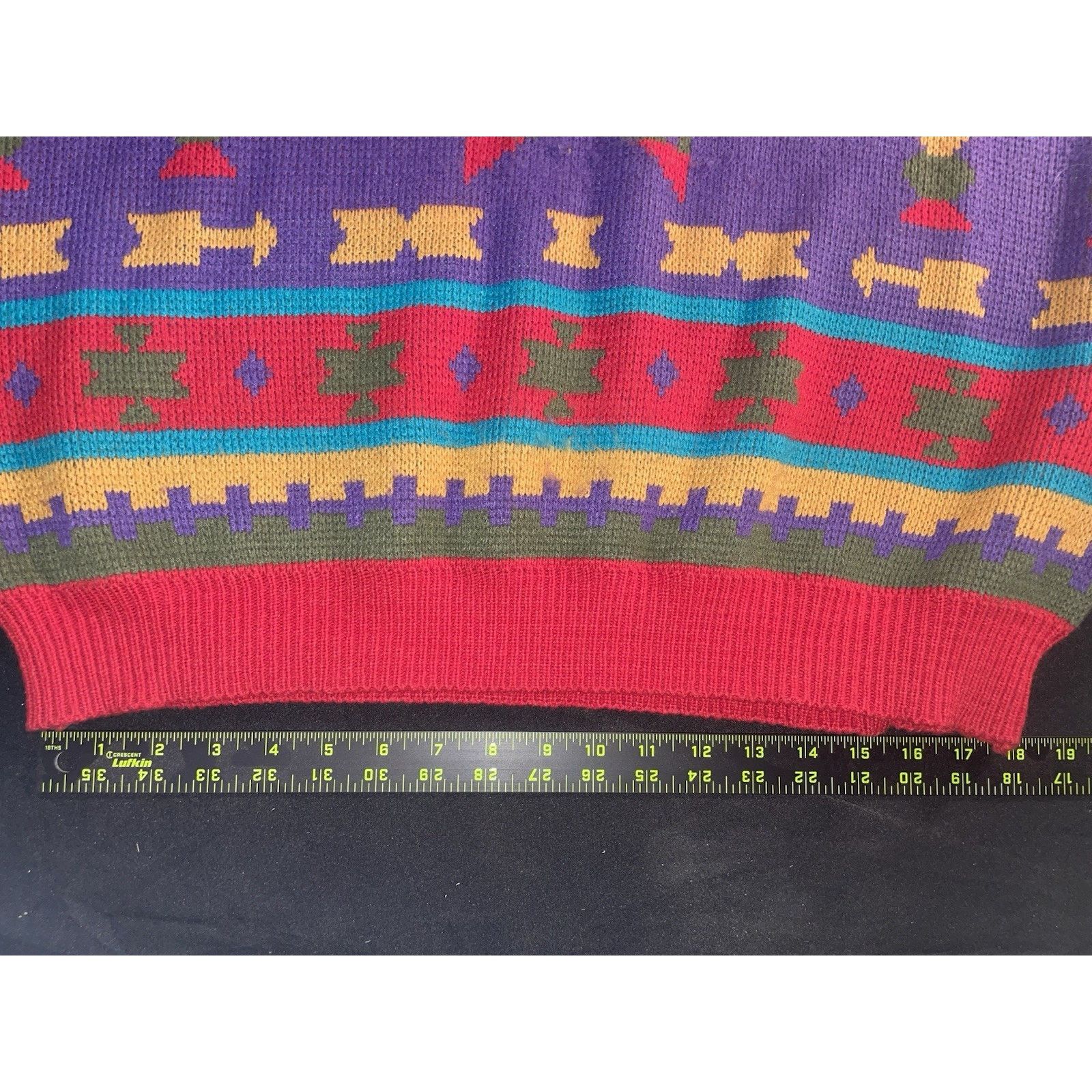Giorgio Fiorelli VNTG Forelli International geometric knit crewneck sweater Size US XL / EU 56 / 4 - 6 Thumbnail