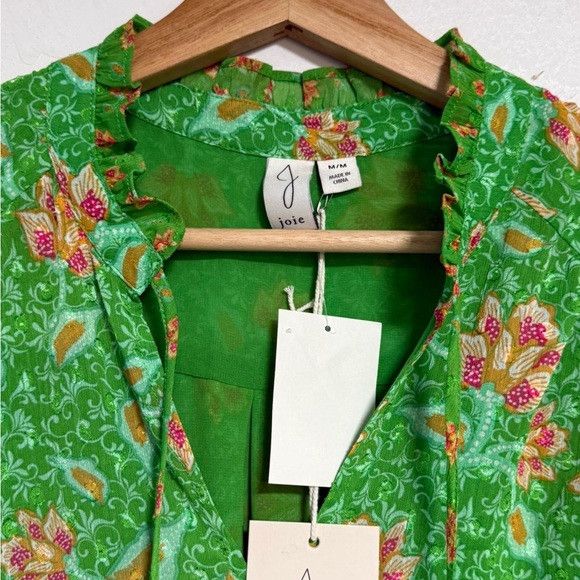 Joie Joie Green Floral Long Sleeve Blouse Women’s Size M Size M / US 6-8 / IT 42-44 - 6 Thumbnail