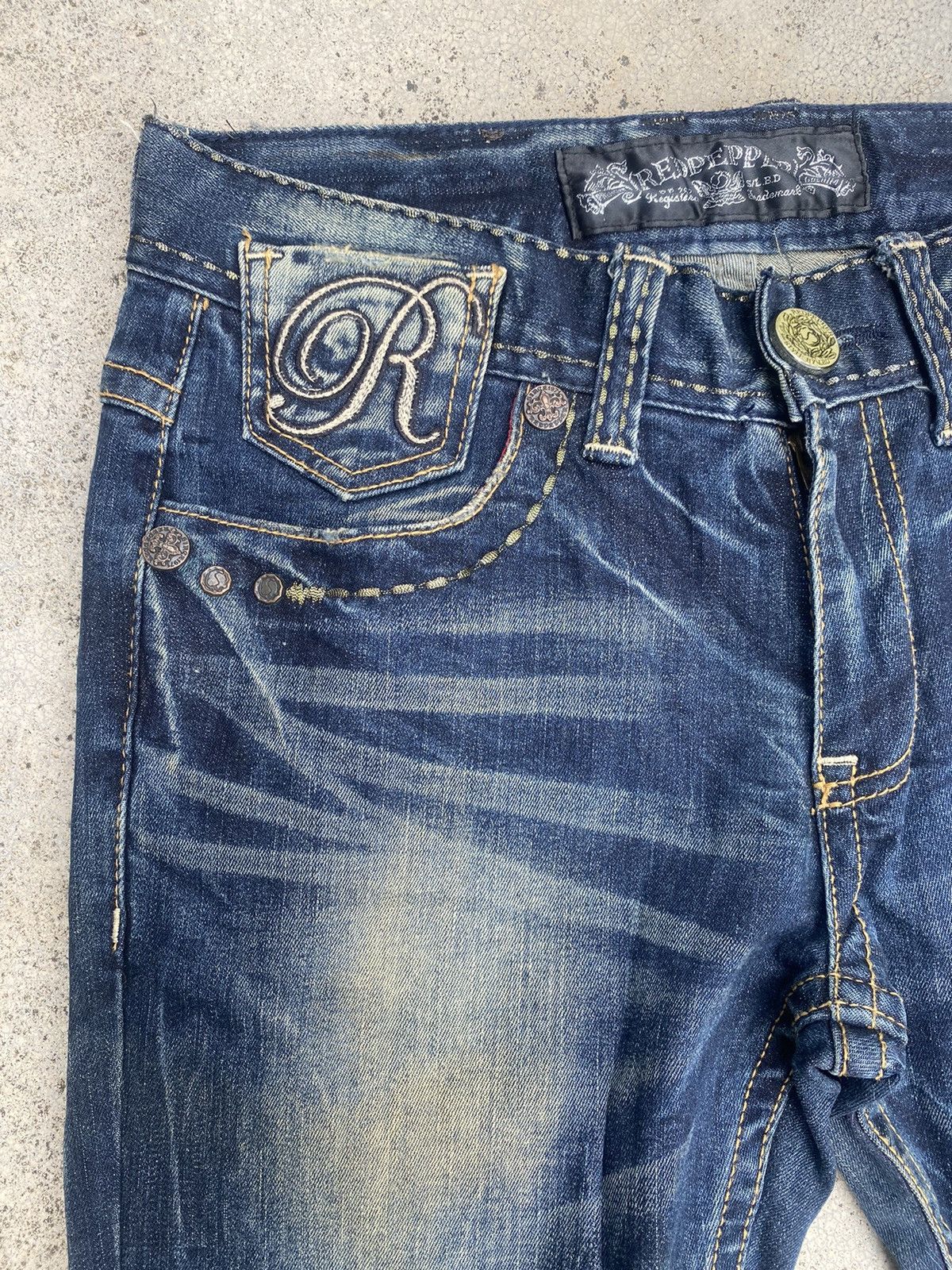 If Six Was Nine × Le Grande Bleu (L.G.B.) Flare Jeans Red Papper Clawmark Studded Cross Bootcut Size US 30 / EU 46 - 8 Thumbnail