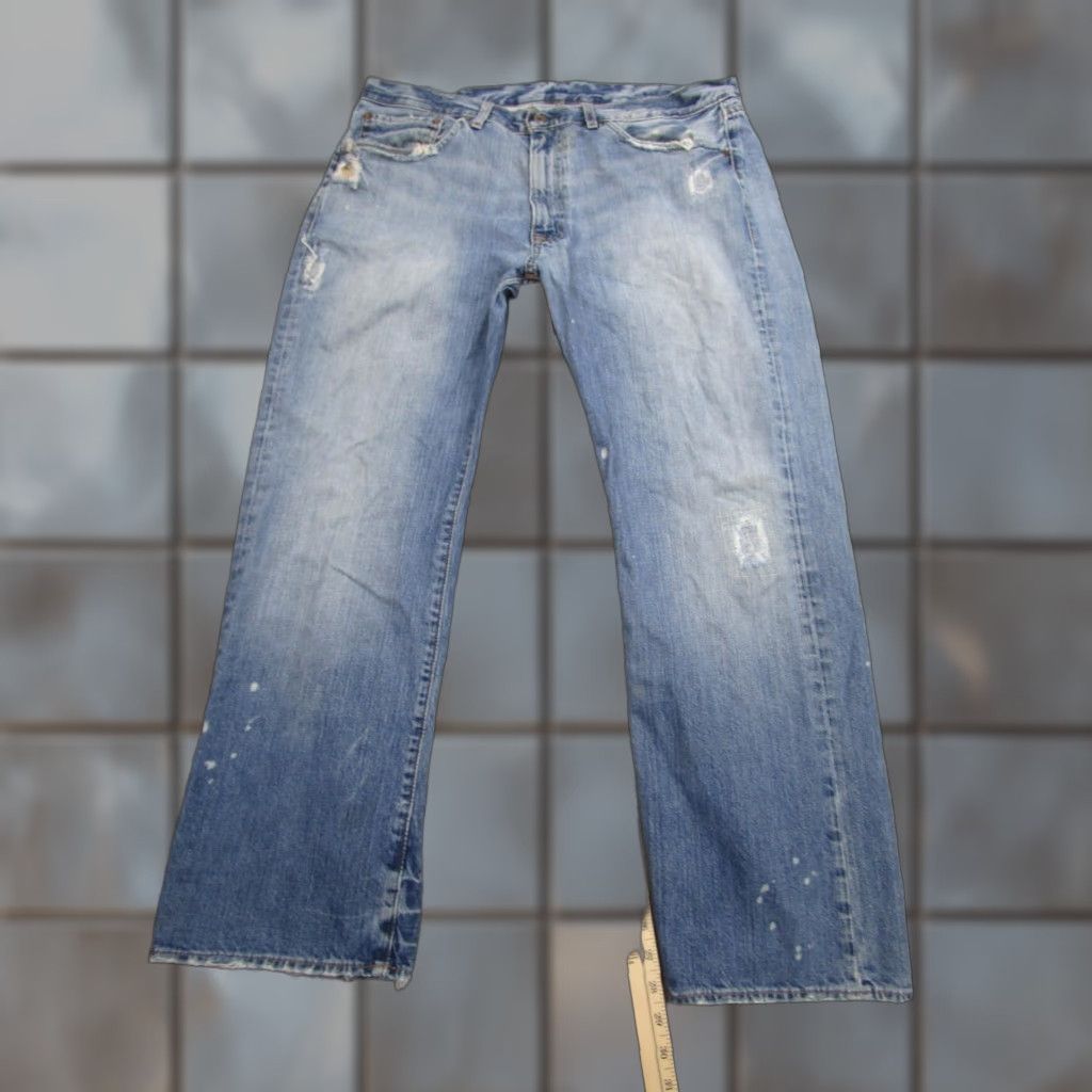 Polo Ralph Lauren VINTAGE Polo Ralph Lauren Jeans Mens 38x30 Light Blue Distressed Paint Repair Straight Relaxed Size US M / EU 48-50 / 2 - 1 Thumbnail