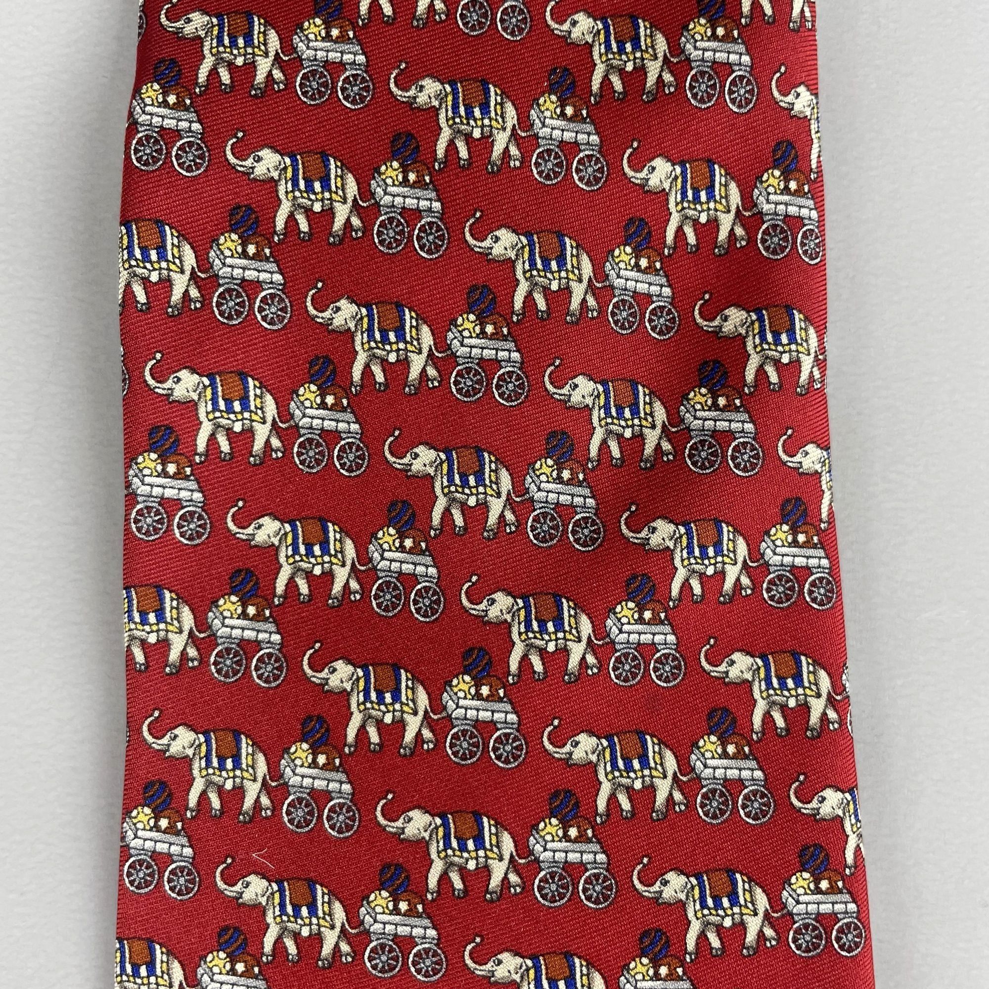 Brooks Brothers Brooks Basics Brooks Bros Red Silk Tie Repeating Elephant Pr Size ONE SIZE - 4 Thumbnail