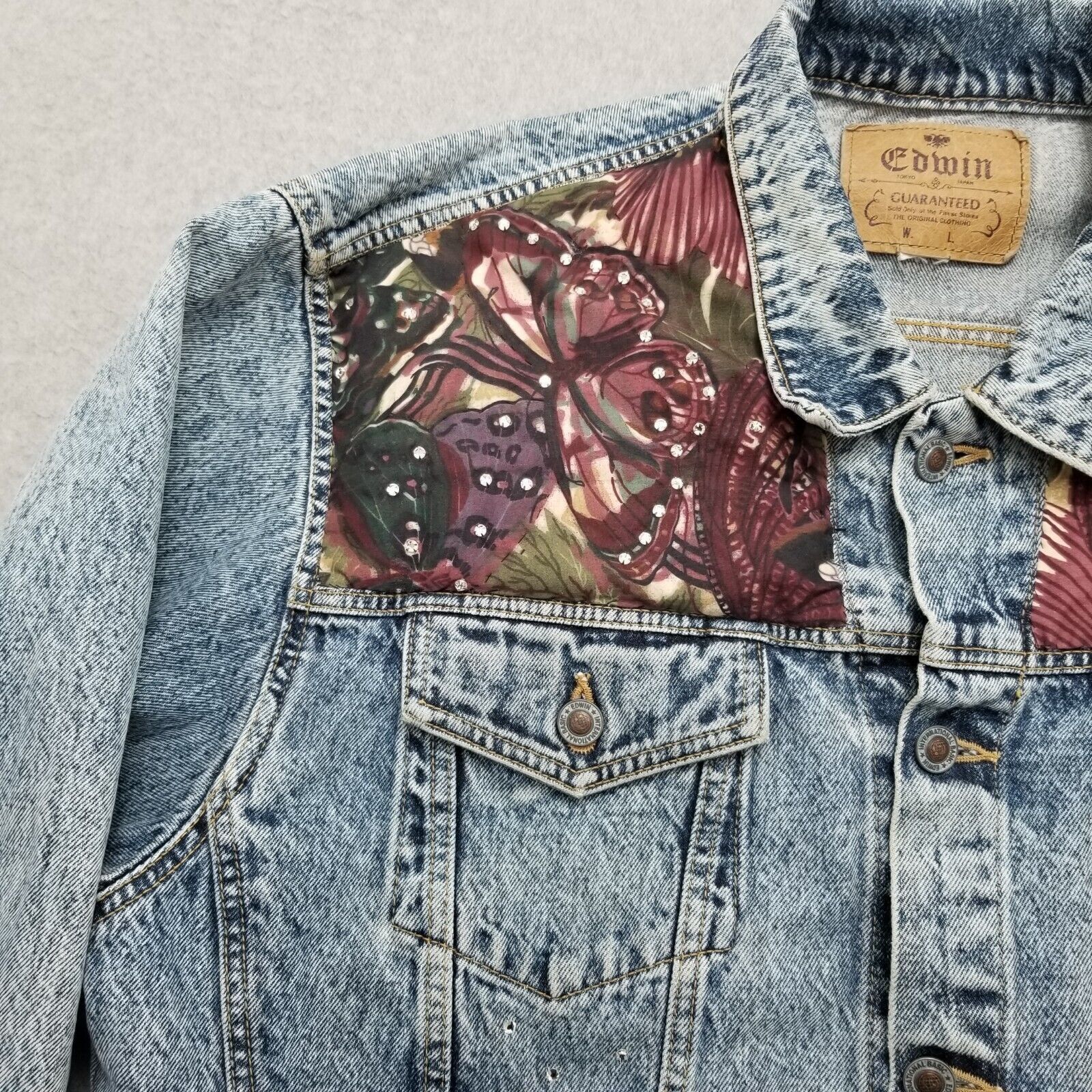 Other Edwin Jean Jacket Womens Large Blue Denim Pockets Stones Size L / US 10 / IT 46 - 8 Thumbnail