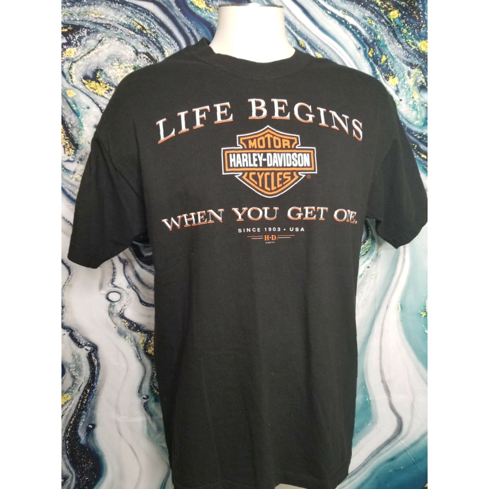 Harley Davidson VINTAGE Harley-Davidson Retro T-Shirt Adult Large Black 2003 Lakeland FL Mens USA Made Size US L / EU 52-54 / 3 - 2 Thumbnail