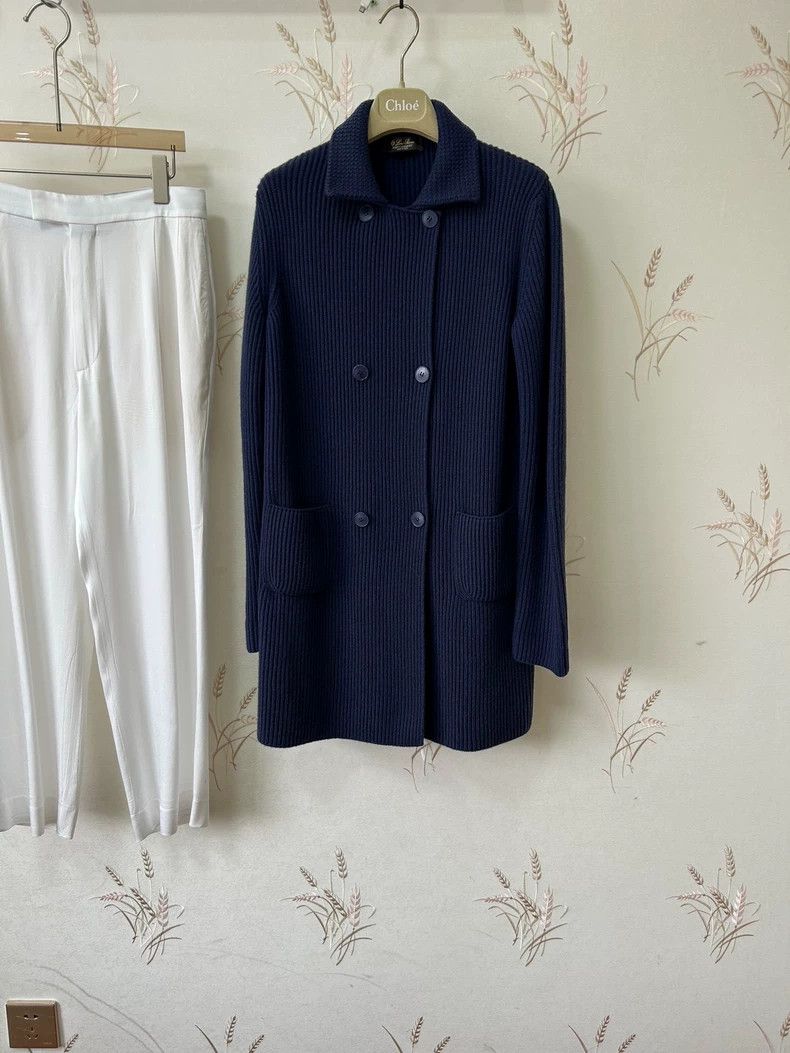 Loro Piana LORO PIANA High grade dark blue baby cashmere knitted coat Size M / US 6-8 / IT 42-44 - 1 Thumbnail