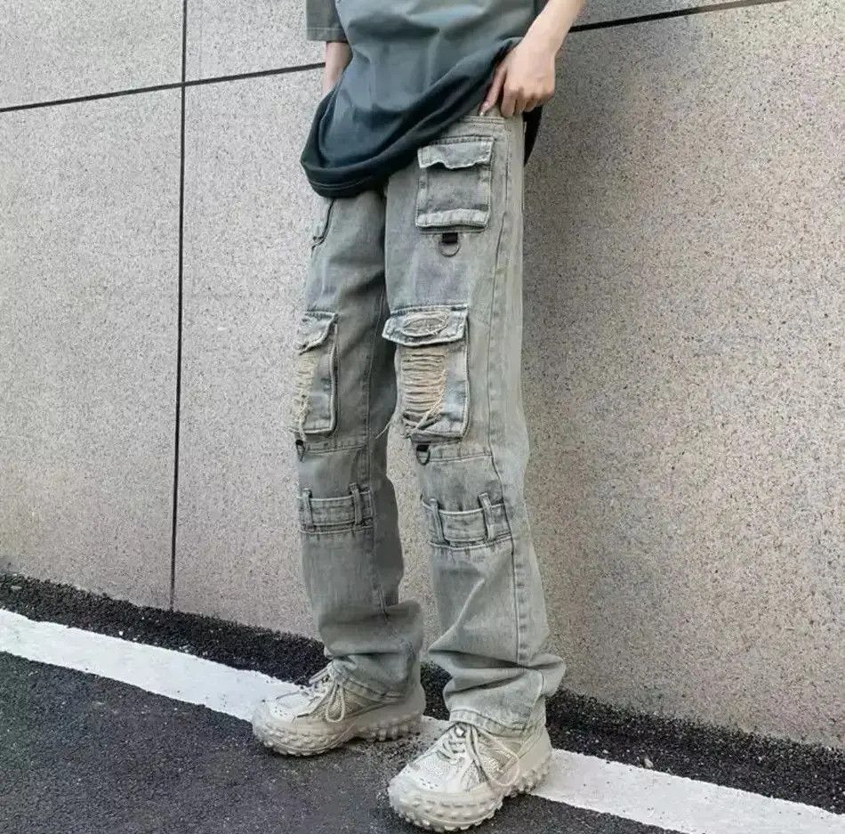 Japanese Brand Kanye Pockets Y2K Streetwear Ripped Jeans Cargo Pants Size US 32 / EU 48 - 4 Thumbnail