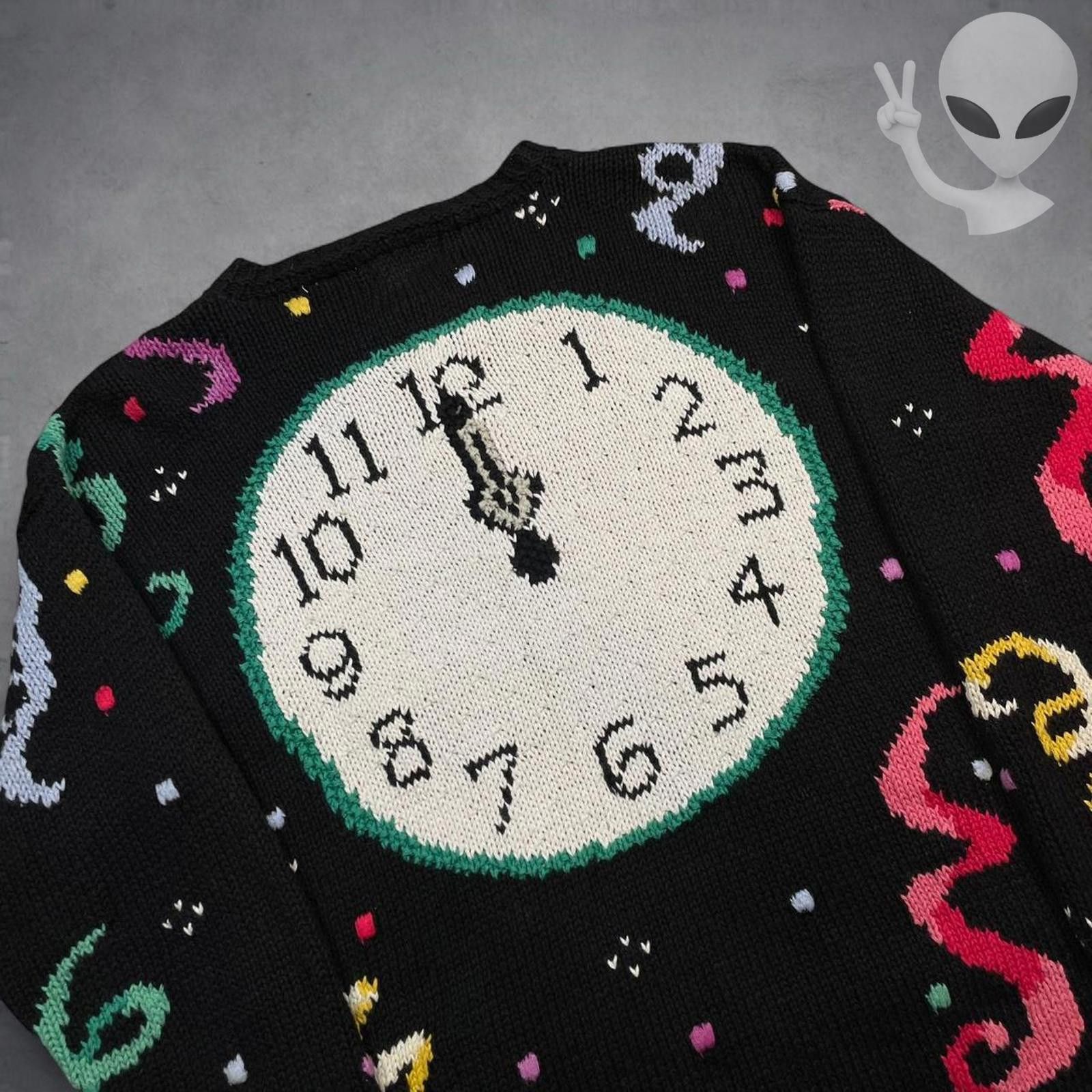 Unknown London Vintage 90s Hand Knit Sweater Medium Black New Years Eve Size US M / EU 48-50 / 2 - 5 Thumbnail