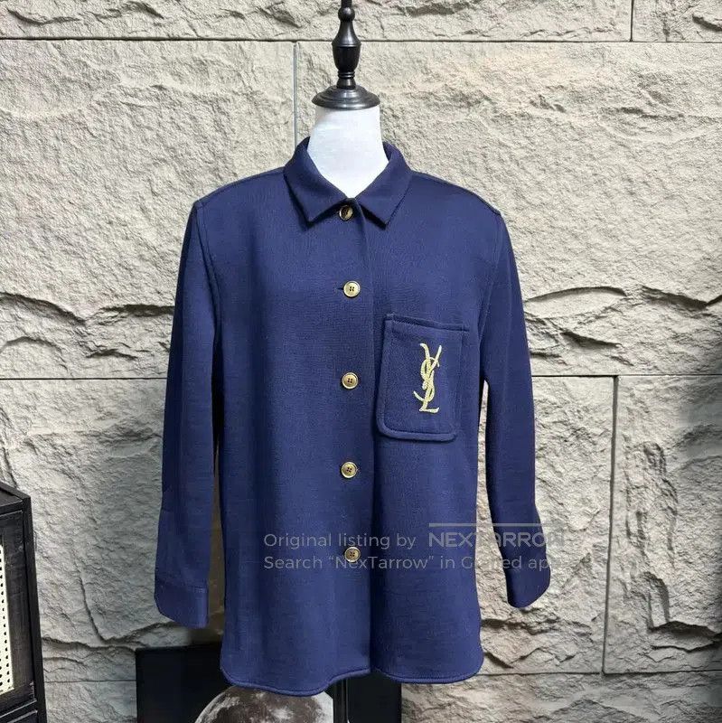 Yves Saint Laurent YSL Blue Wool Jacket for Women . Size L / US 10 / IT 46 - 1 Thumbnail