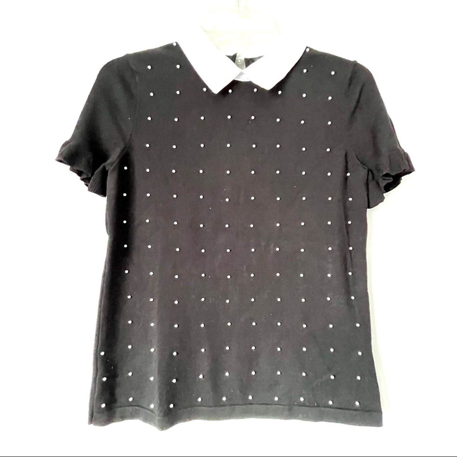 Karl Lagerfeld Karl Lagerfeld black knit pearl detail sweater size XS Size XS / US 0-2 / IT 36-38 - 1 Thumbnail
