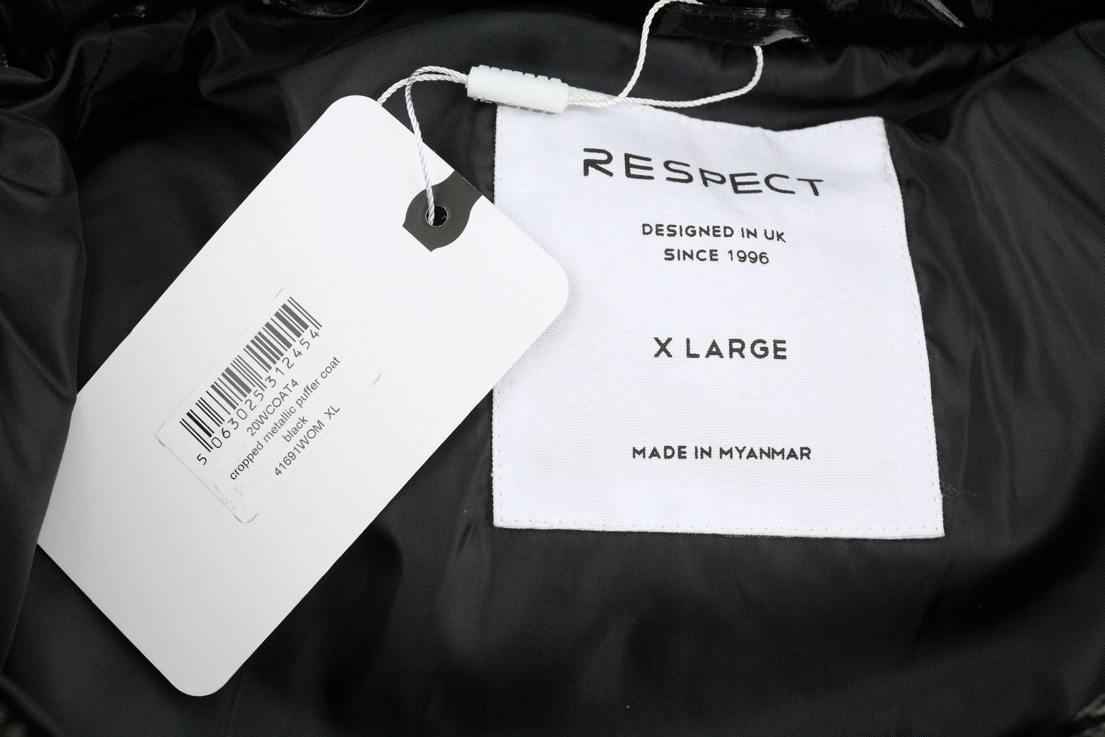 Other CROPPED METALLIC PUFFER XL Black Quilted Hood 88049 Size XL / US 12-14 / IT 48-50 - 8 Thumbnail
