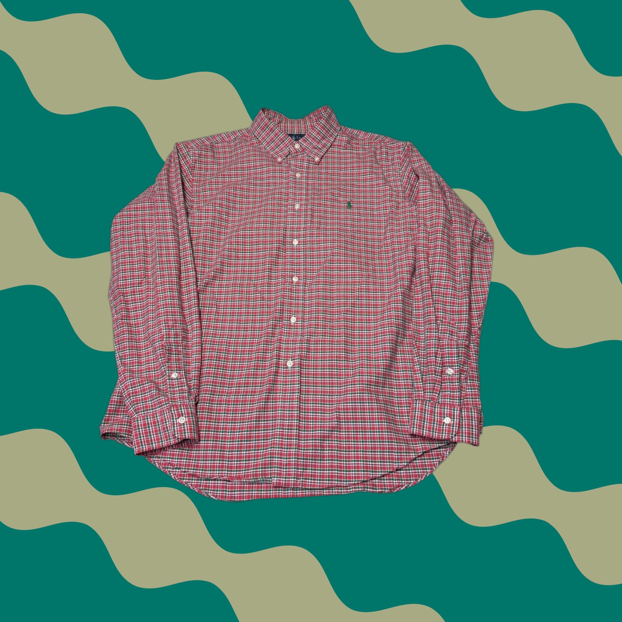 Ralph Lauren Ralph Lauren Mens XL Custom Fit Plaid Button-Down Shirt Red Green Cotton Long Size US XL / EU 56 / 4 - 1 Thumbnail