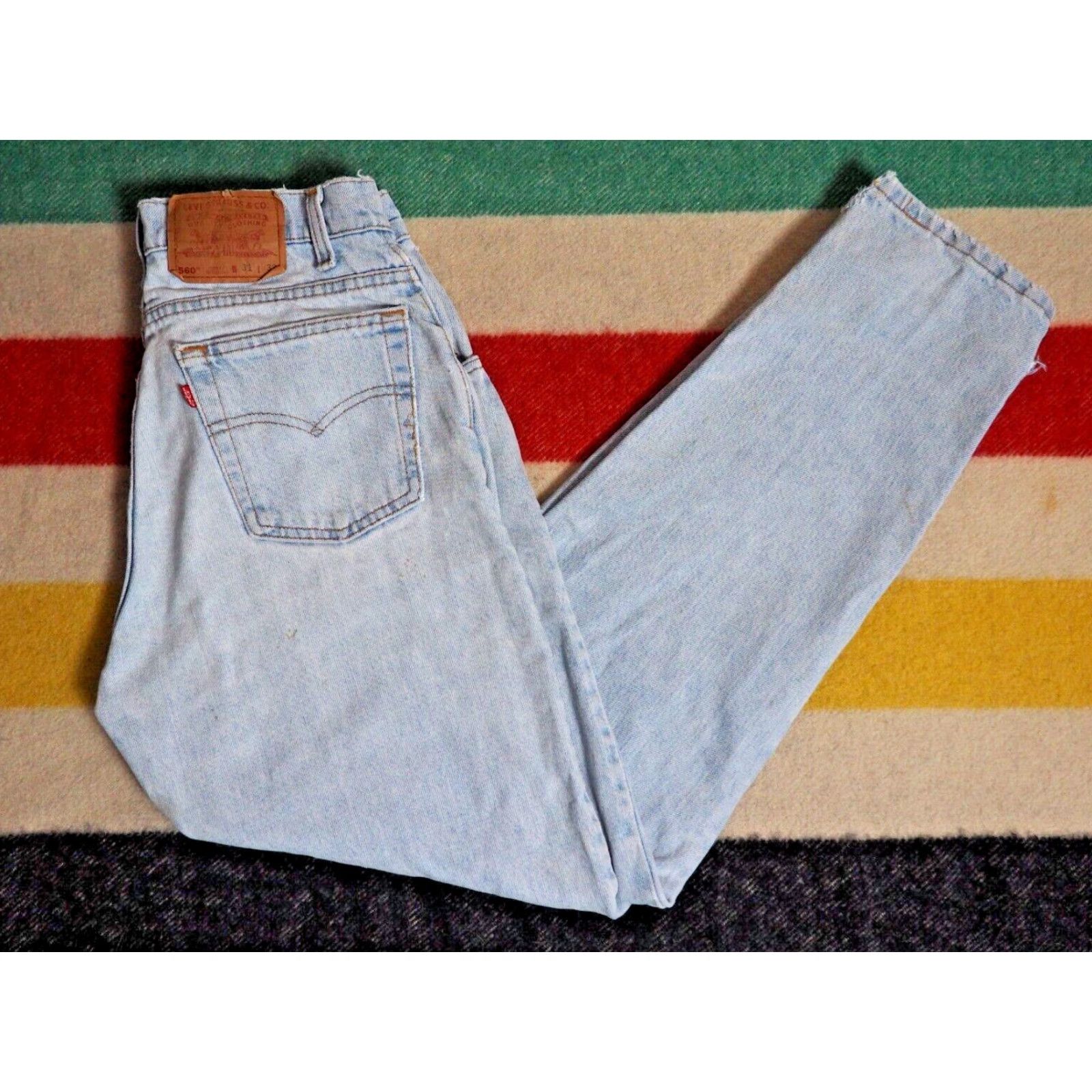 Levi's VTG Levi's 560 Denim Jeans 31x32 Blue Distressed 90s Grunge Casual Regular Vintage Jeans Pants Mens Girls Size US 31 - 5 Thumbnail