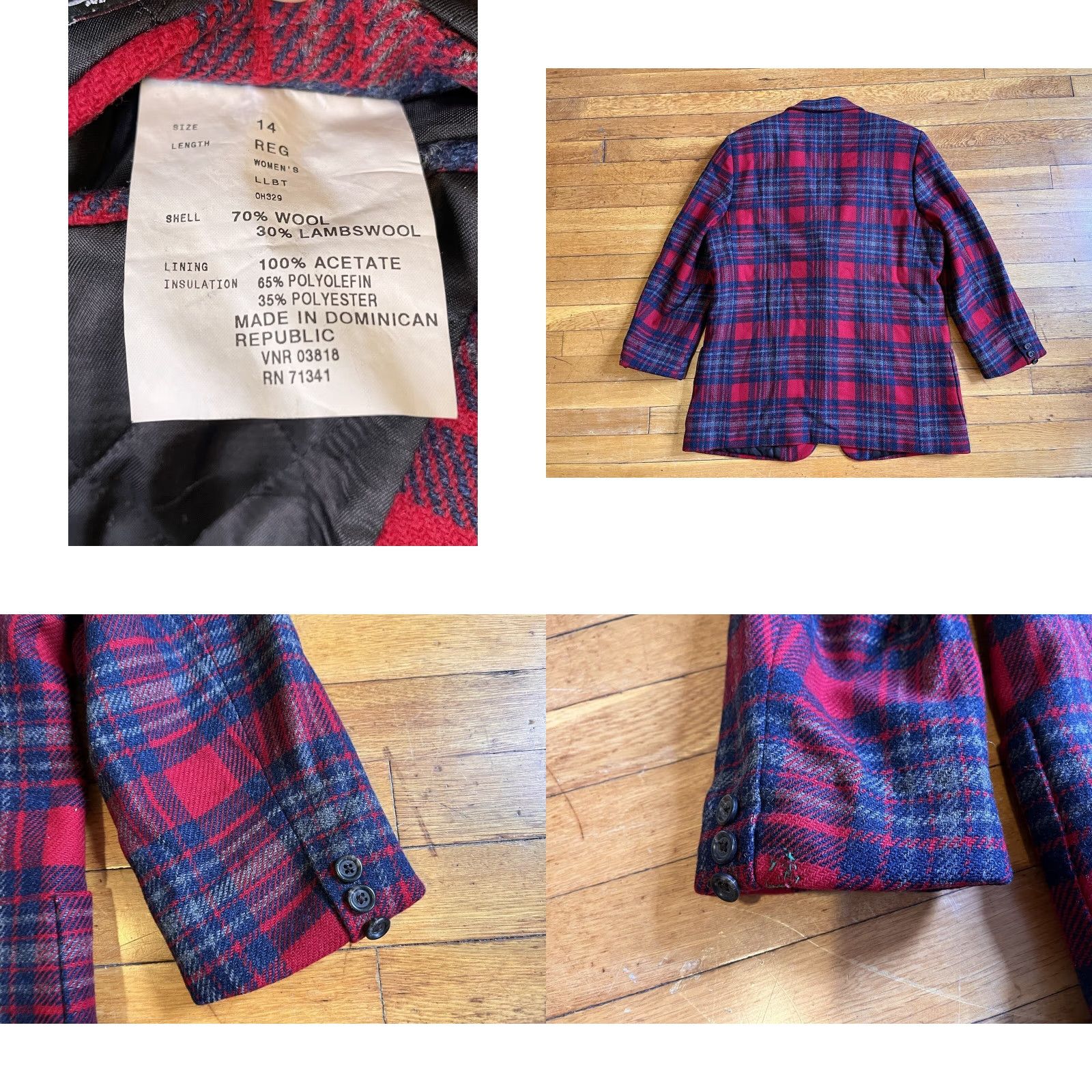 Vintage VINTAGE LL Bean Coat Women’s 14 Red Black Tartan Plaid Size XL / US 12-14 / IT 48-50 - 8 Thumbnail
