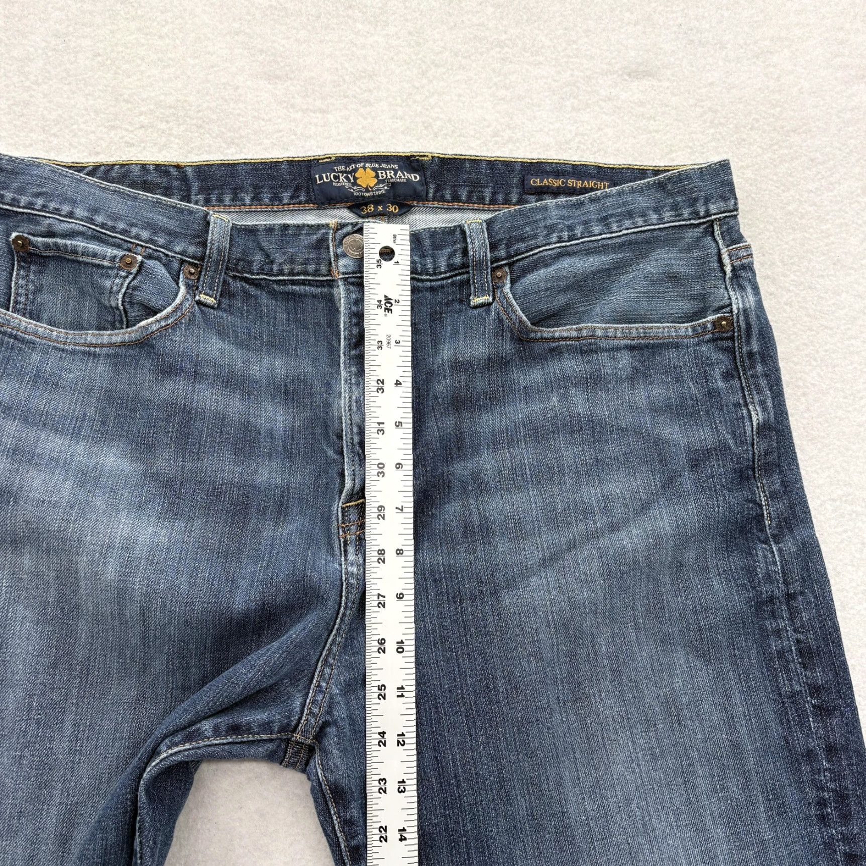 Lucky Brand Lucky Brand Jeans Mens 38x30 Blue Classic Straight Denim Stretch Medium Wash Jeans Size US 38 / EU 54 - 7 Thumbnail