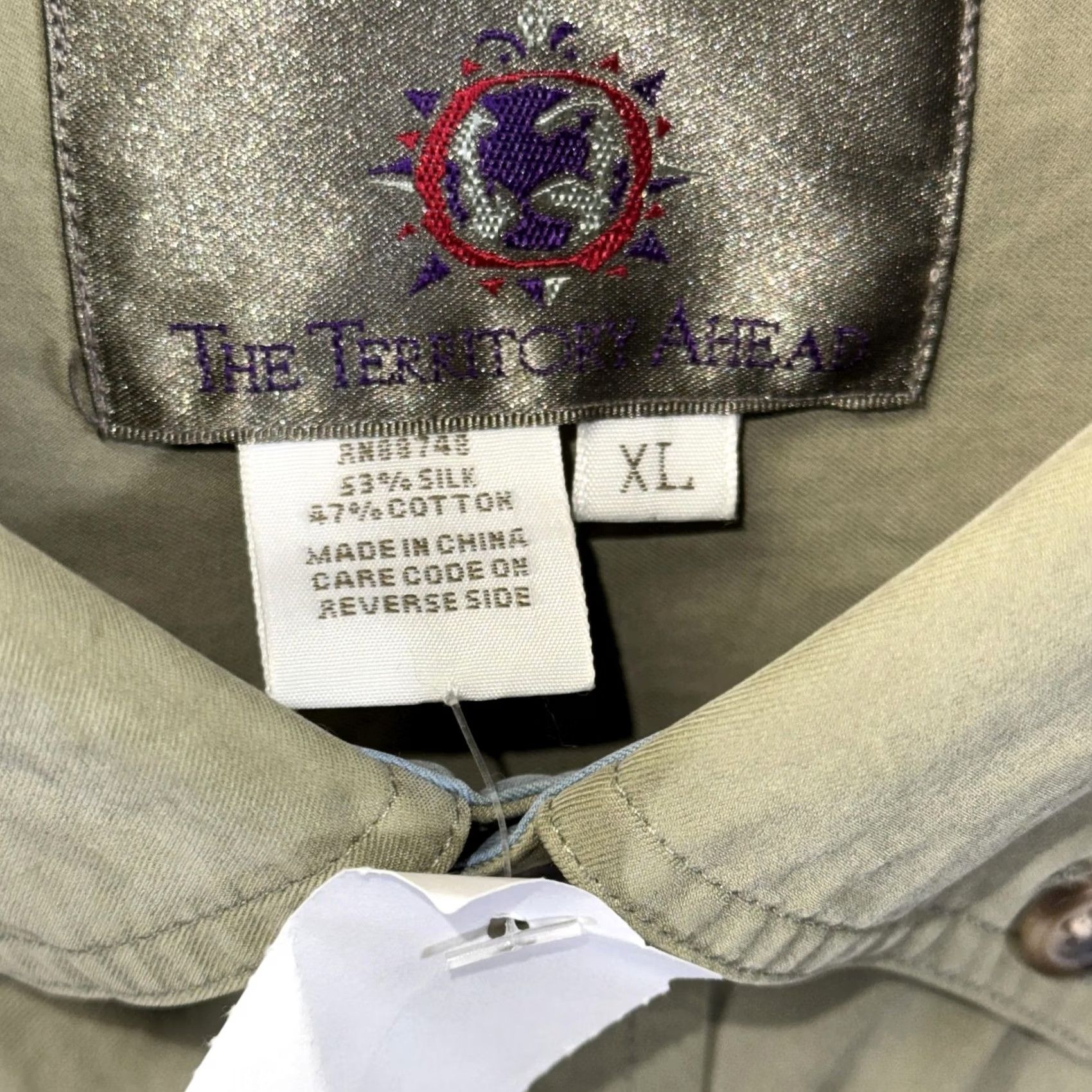 The Territory Ahead The Territory Ahead Shirt Mens XL Sage Green Silk Cotton Button-Down Long Sleeve Size US XL / EU 56 / 4 - 6 Thumbnail